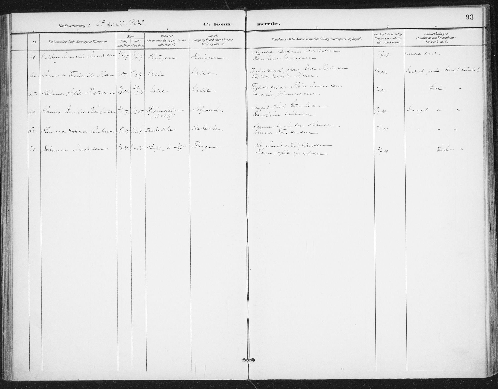 Rolvsøy prestekontor Kirkebøker, AV/SAO-A-2004/F/Fa/L0001: Parish register (official) no. 1, 1901-1909, p. 93