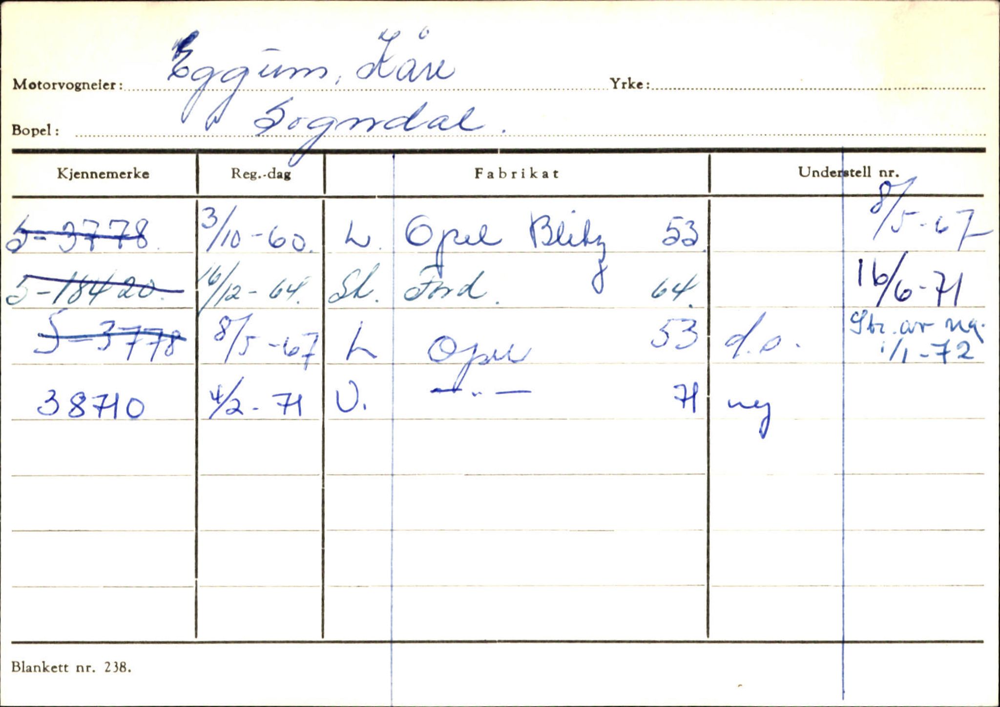 Statens vegvesen, Sogn og Fjordane vegkontor, SAB/A-5301/4/F/L0124: Eigarregister Sogndal A-U, 1945-1975, p. 334