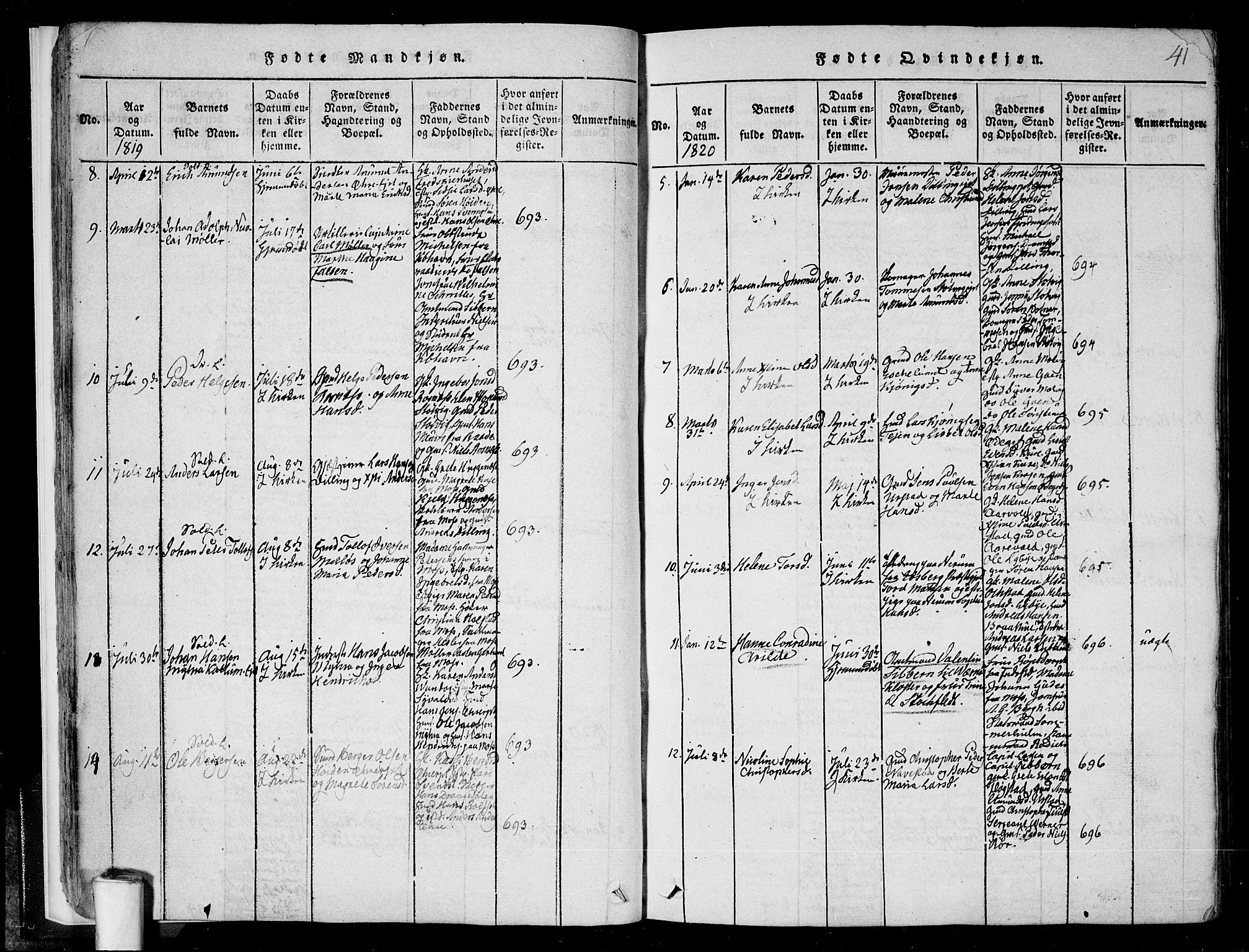 Rygge prestekontor Kirkebøker, SAO/A-10084b/F/Fa/L0003: Parish register (official) no. 3, 1814-1836, p. 40-41