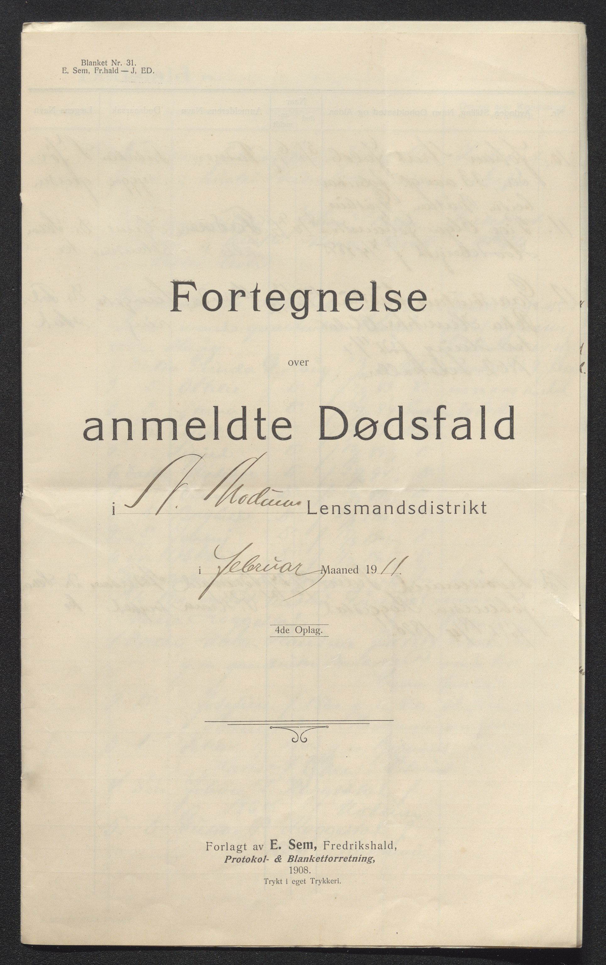 Eiker, Modum og Sigdal sorenskriveri, AV/SAKO-A-123/H/Ha/Hab/L0034: Dødsfallsmeldinger, 1911, p. 259