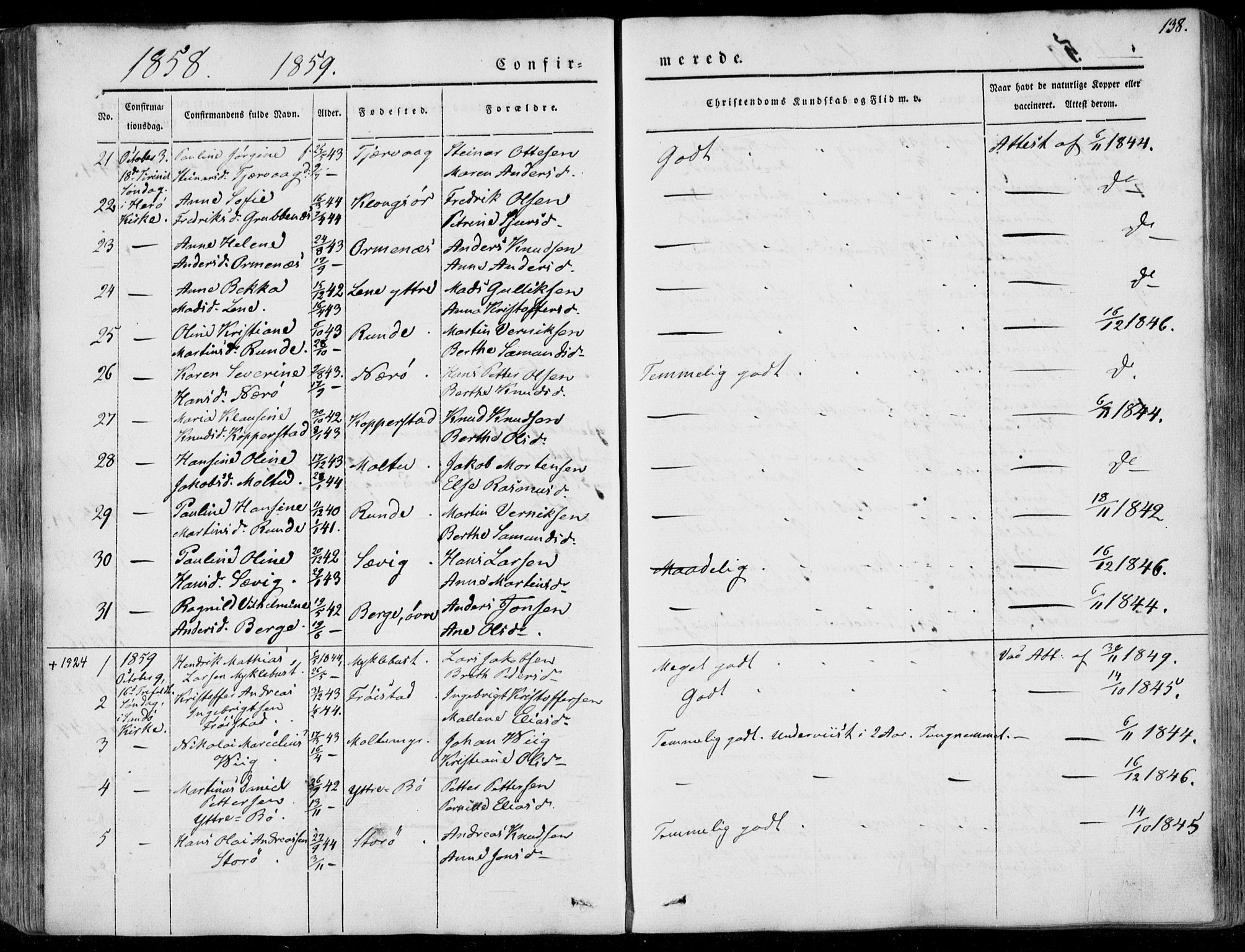 Ministerialprotokoller, klokkerbøker og fødselsregistre - Møre og Romsdal, AV/SAT-A-1454/507/L0070: Parish register (official) no. 507A05, 1842-1873, p. 138