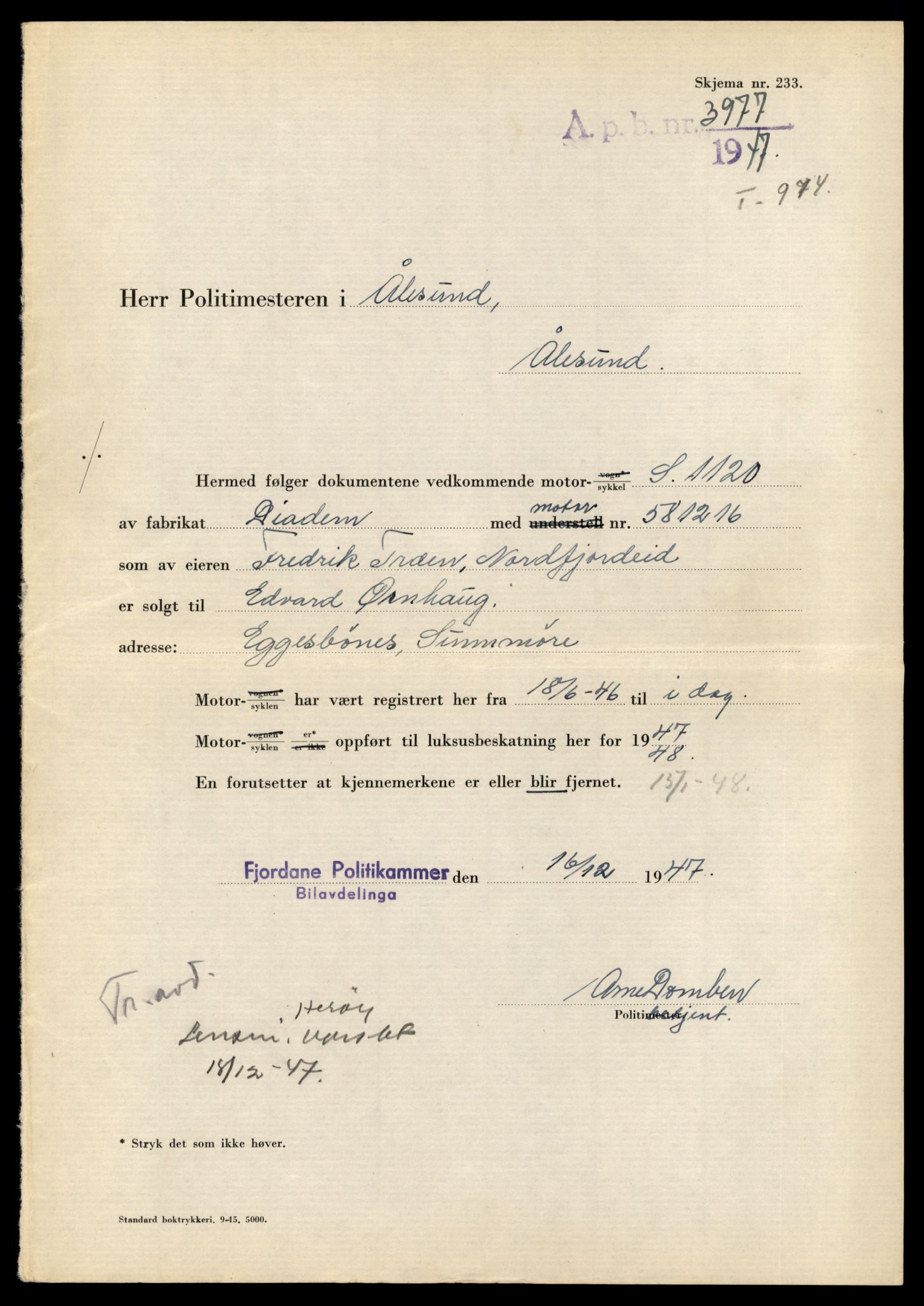 Møre og Romsdal vegkontor - Ålesund trafikkstasjon, AV/SAT-A-4099/F/Fe/L0026: Registreringskort for kjøretøy T 11046 - T 11160, 1927-1998, p. 1201