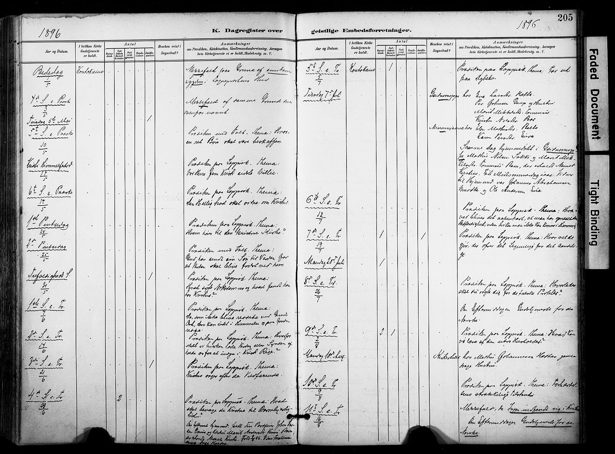 Kautokeino sokneprestembete, SATØ/S-1340/H/Ha/L0005.kirke: Parish register (official) no. 5, 1896-1916, p. 205