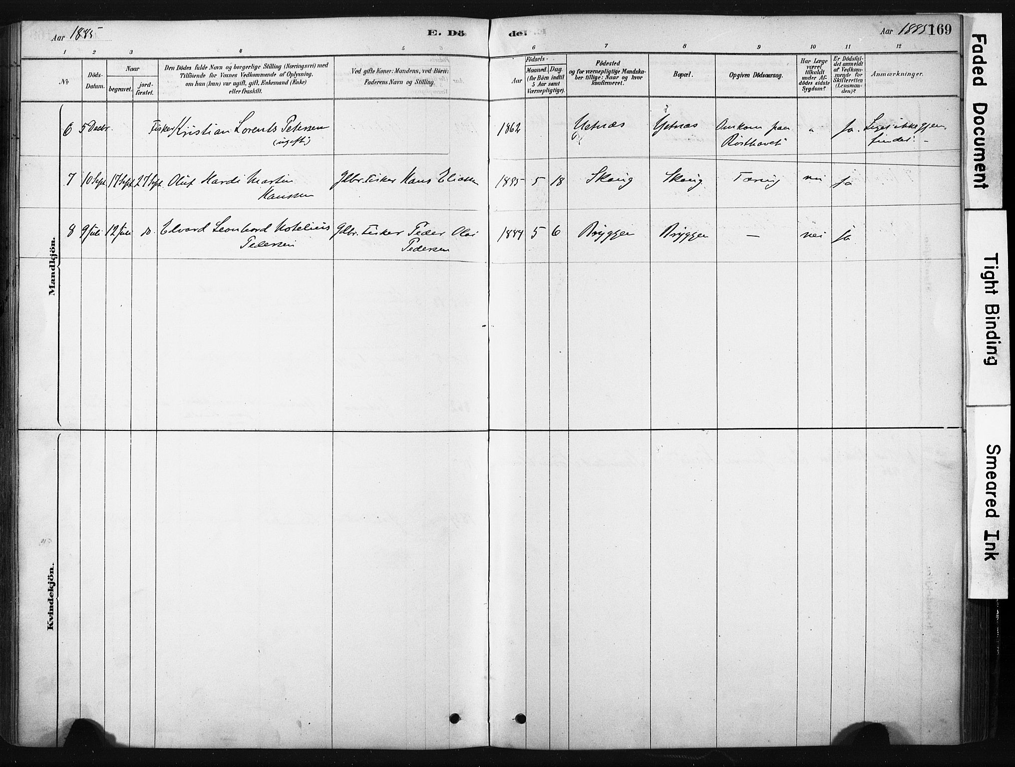 Ministerialprotokoller, klokkerbøker og fødselsregistre - Nordland, AV/SAT-A-1459/808/L0128: Parish register (official) no. 808A01, 1880-1902, p. 169