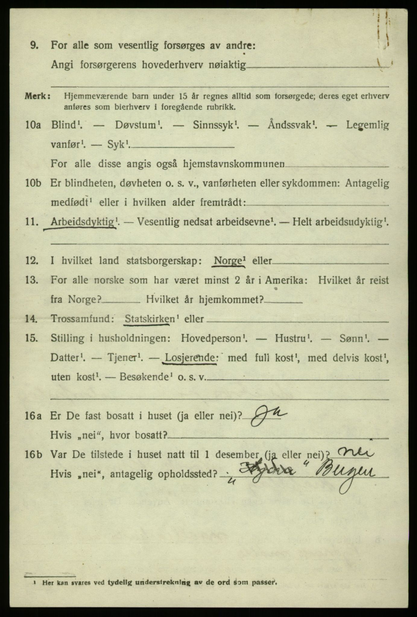 SAB, 1920 census for Hosanger, 1920, p. 5810