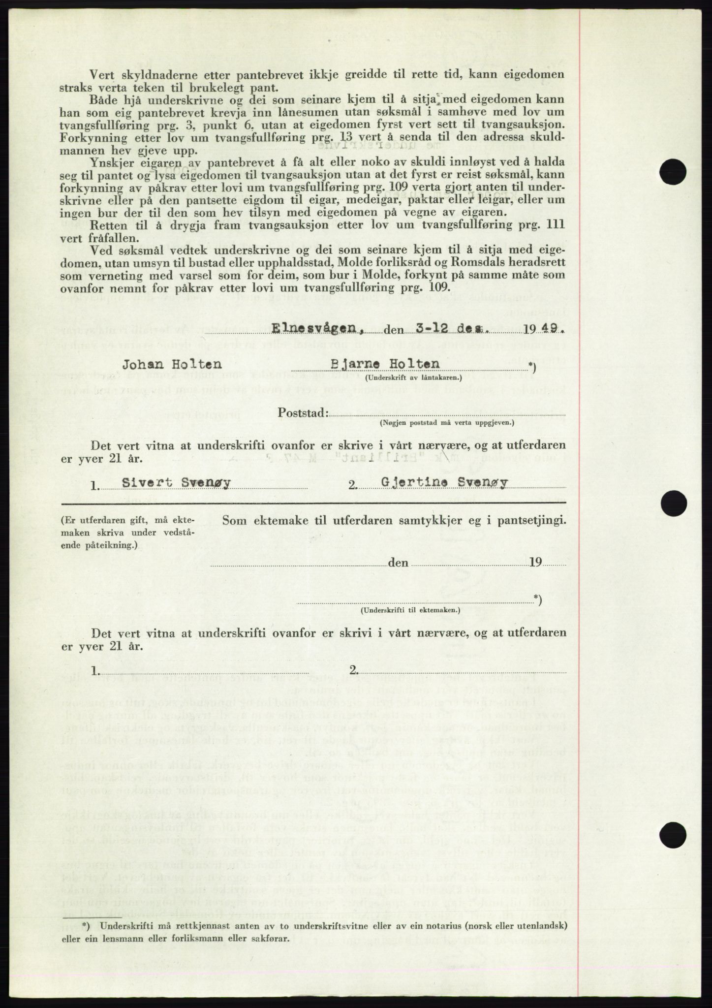 Romsdal sorenskriveri, AV/SAT-A-4149/1/2/2C: Mortgage book no. B5, 1949-1950, Diary no: : 3515/1949