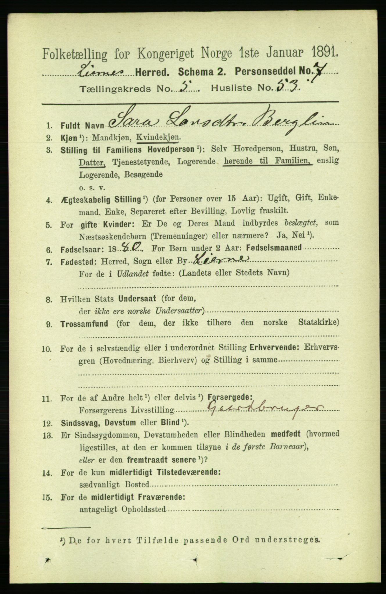 RA, 1891 census for 1737 Lierne, 1891, p. 1795