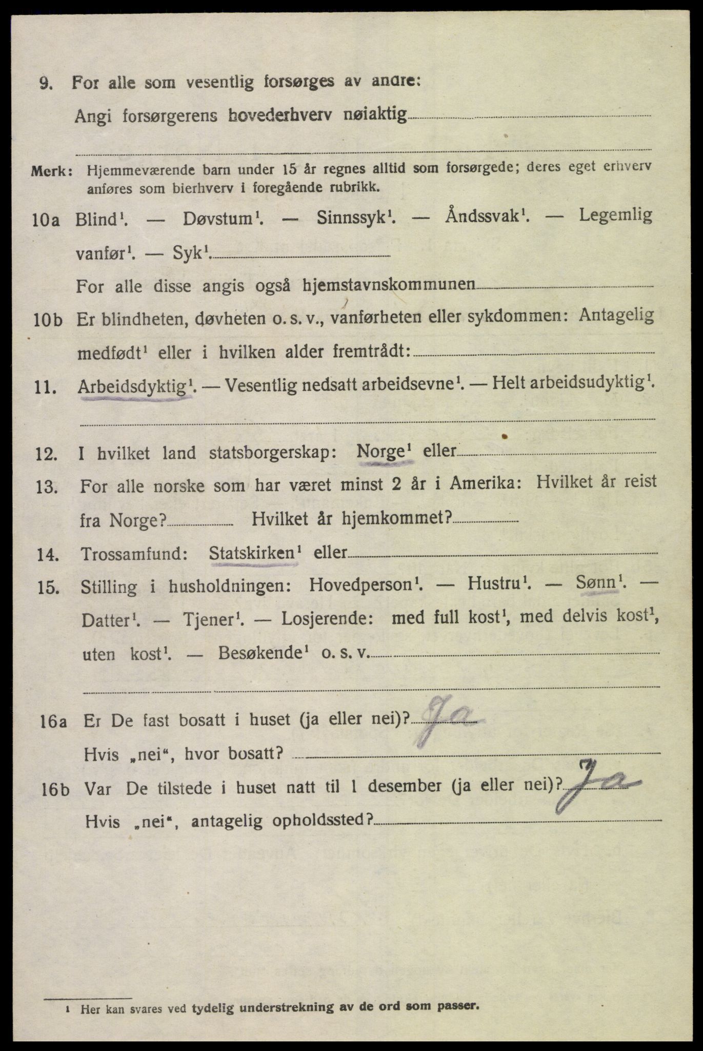 SAK, 1920 census for Holum, 1920, p. 1288