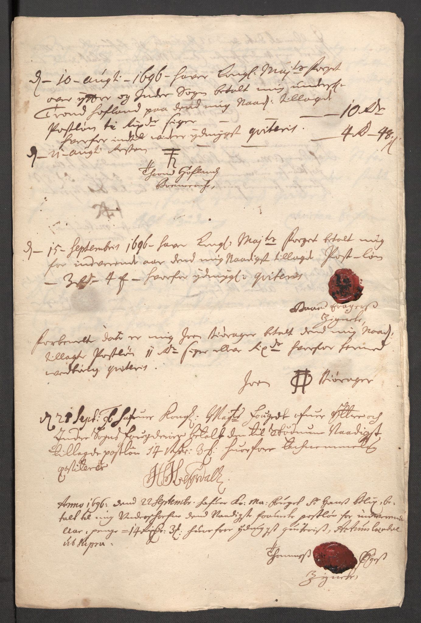 Rentekammeret inntil 1814, Reviderte regnskaper, Fogderegnskap, RA/EA-4092/R52/L3309: Fogderegnskap Sogn, 1696-1697, p. 211