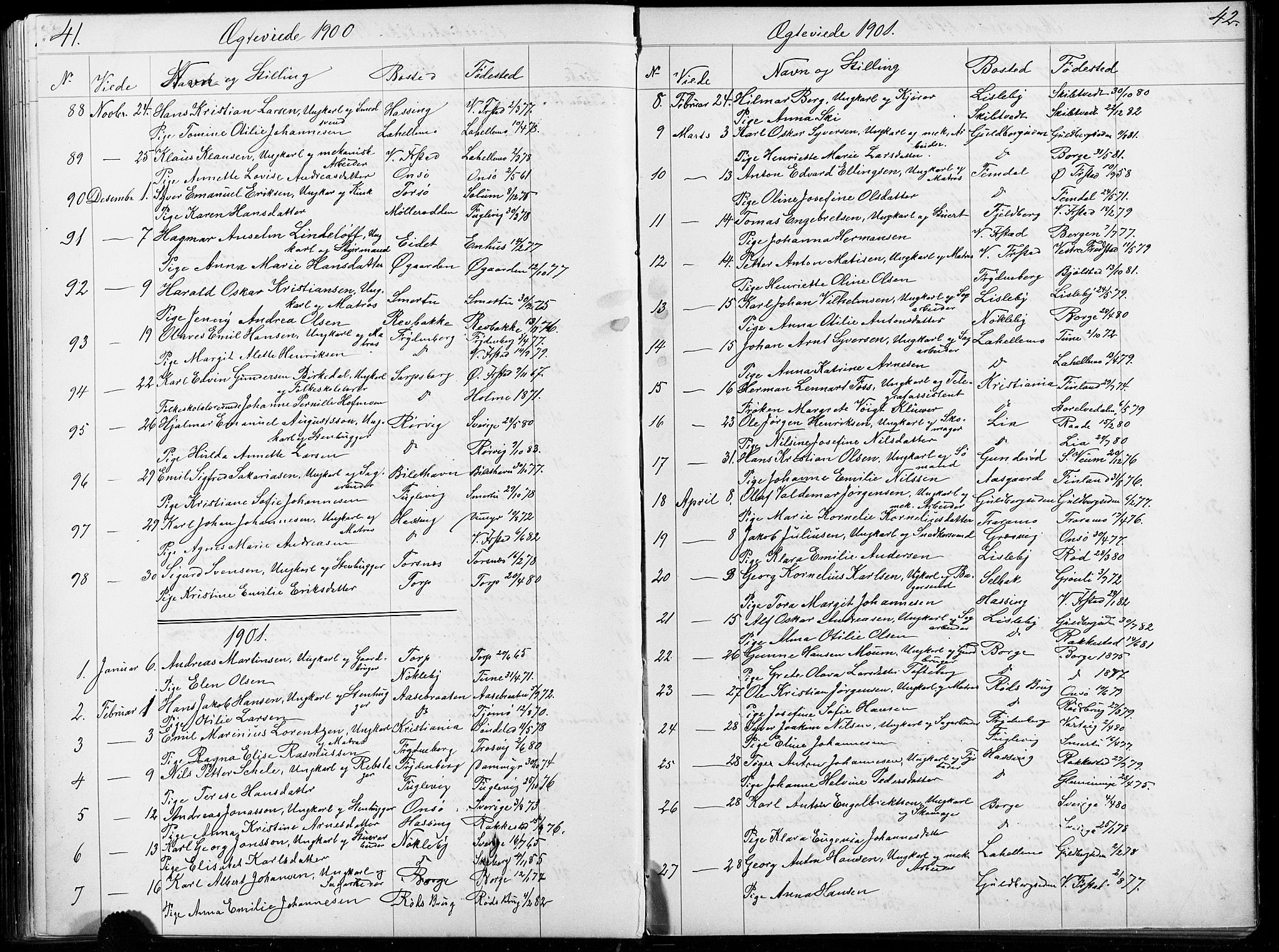 Glemmen prestekontor Kirkebøker, SAO/A-10908/G/Ga/L0006: Parish register (copy) no. 6, 1894-1908, p. 41-42