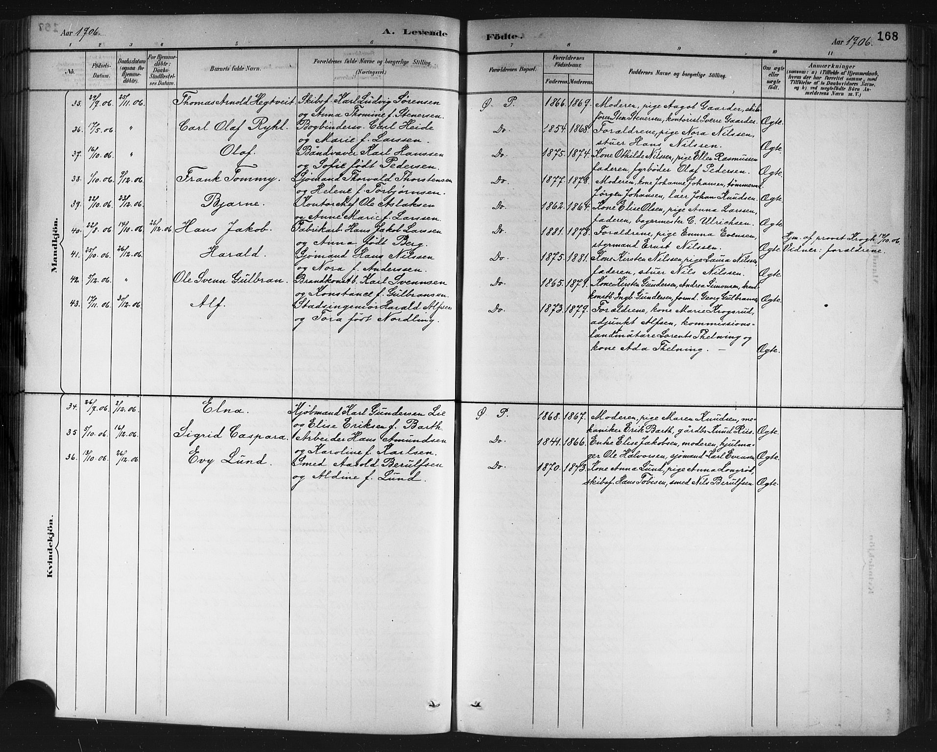 Porsgrunn kirkebøker , AV/SAKO-A-104/G/Gb/L0005: Parish register (copy) no. II 5, 1883-1915, p. 168