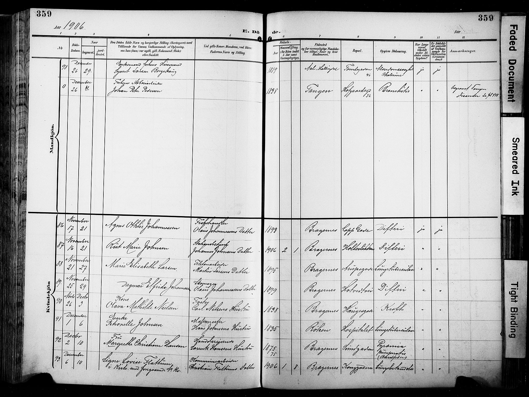 Bragernes kirkebøker, AV/SAKO-A-6/F/Fb/L0009: Parish register (official) no. II 9, 1902-1911, p. 359