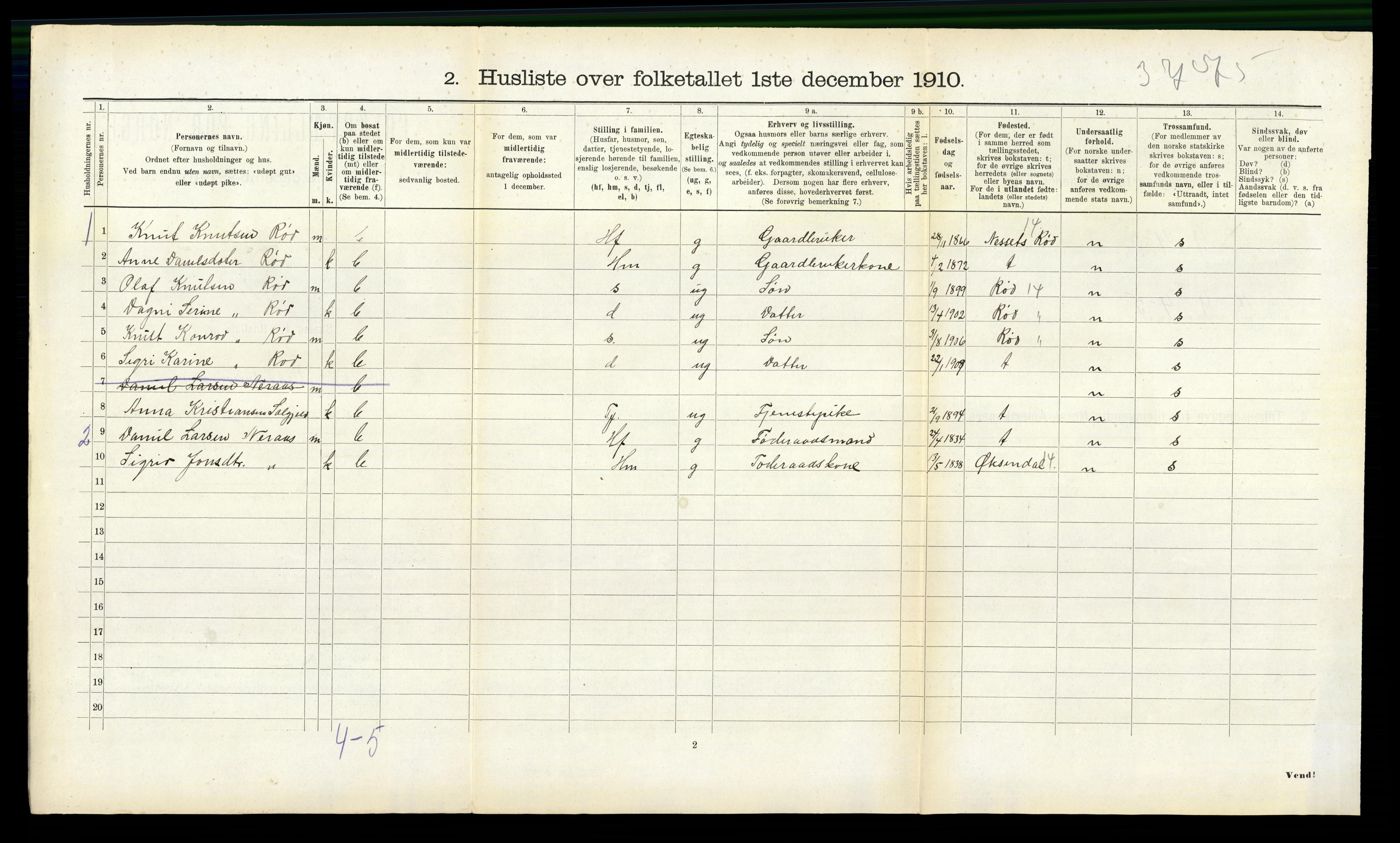 RA, 1910 census for Eresfjord og Vistdal, 1910, p. 166