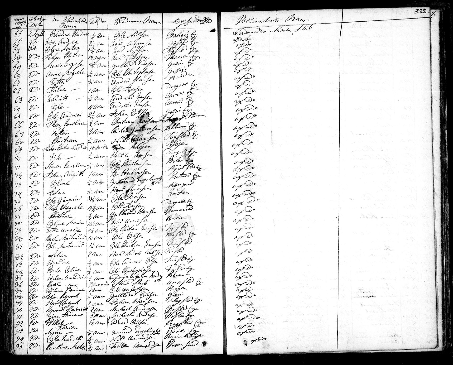 Nes prestekontor Kirkebøker, AV/SAO-A-10410/F/Fa/L0006: Parish register (official) no. I 6, 1833-1845, p. 322