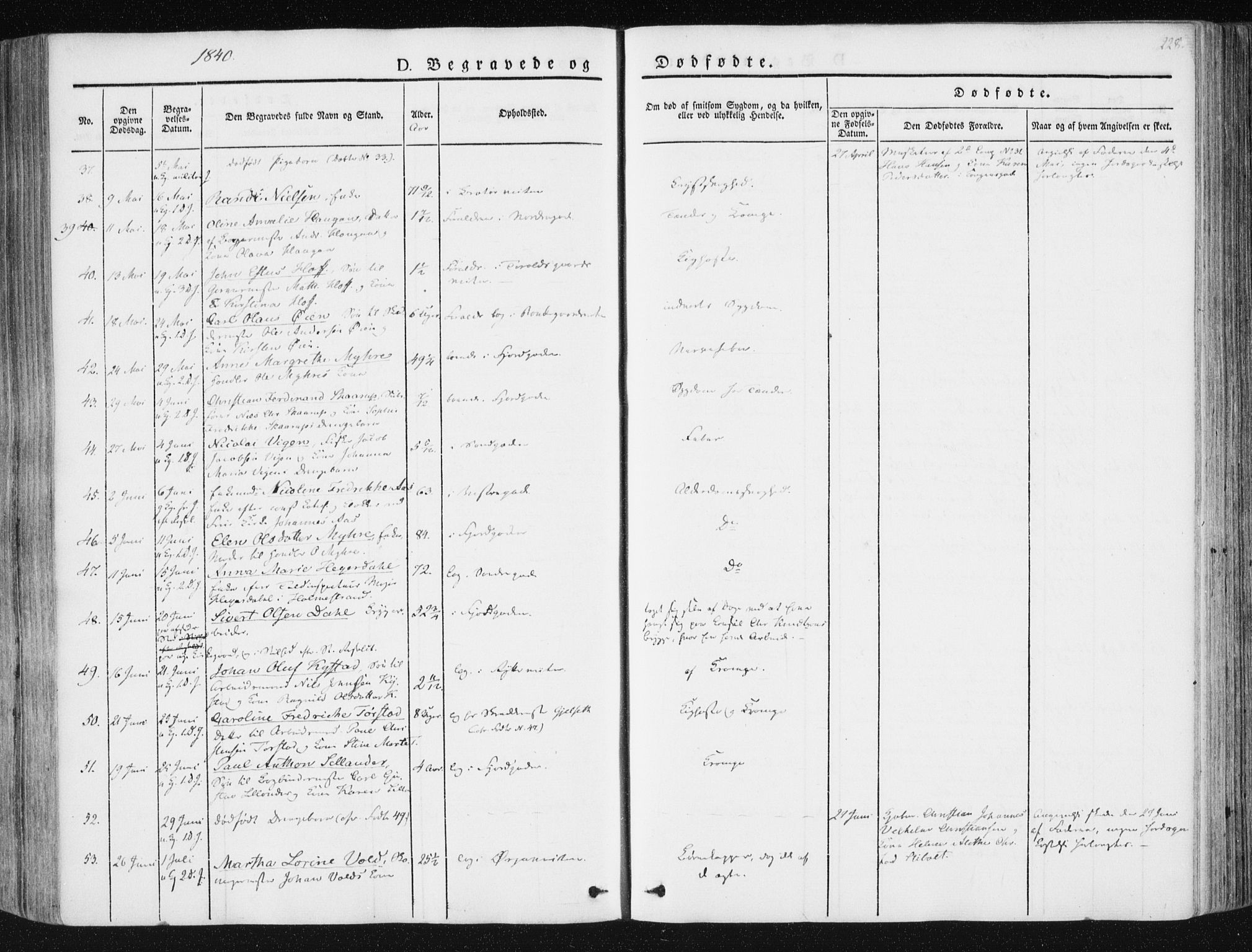 Ministerialprotokoller, klokkerbøker og fødselsregistre - Sør-Trøndelag, SAT/A-1456/602/L0110: Parish register (official) no. 602A08, 1840-1854, p. 228