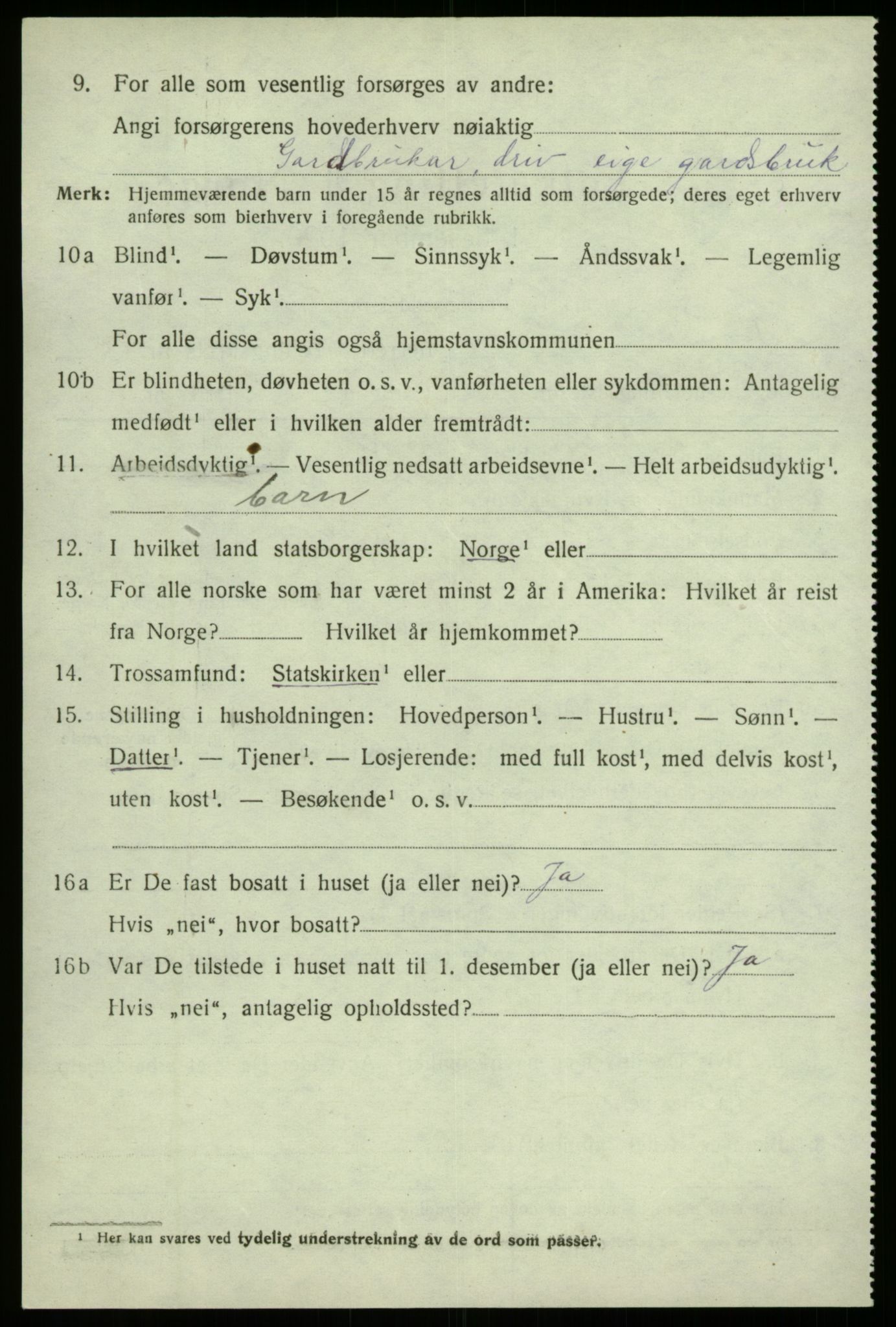 SAB, 1920 census for Sogndal, 1920, p. 7518