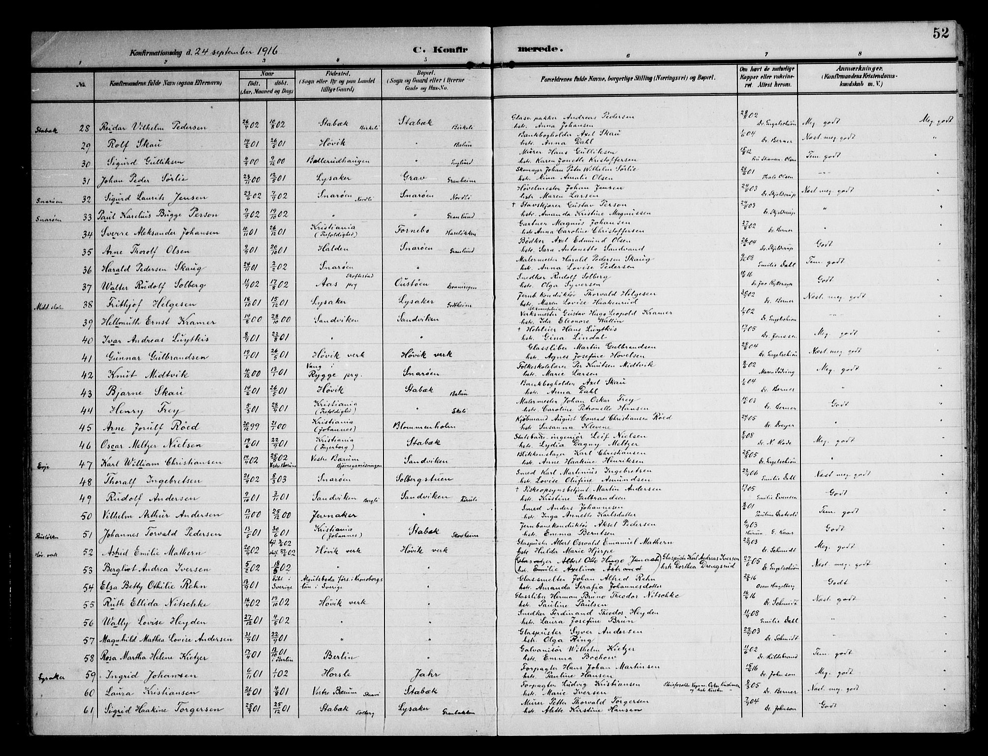 Østre Bærum prestekontor Kirkebøker, AV/SAO-A-10887/F/Fa/L0002: Parish register (official) no. 2, 1904-1924, p. 52