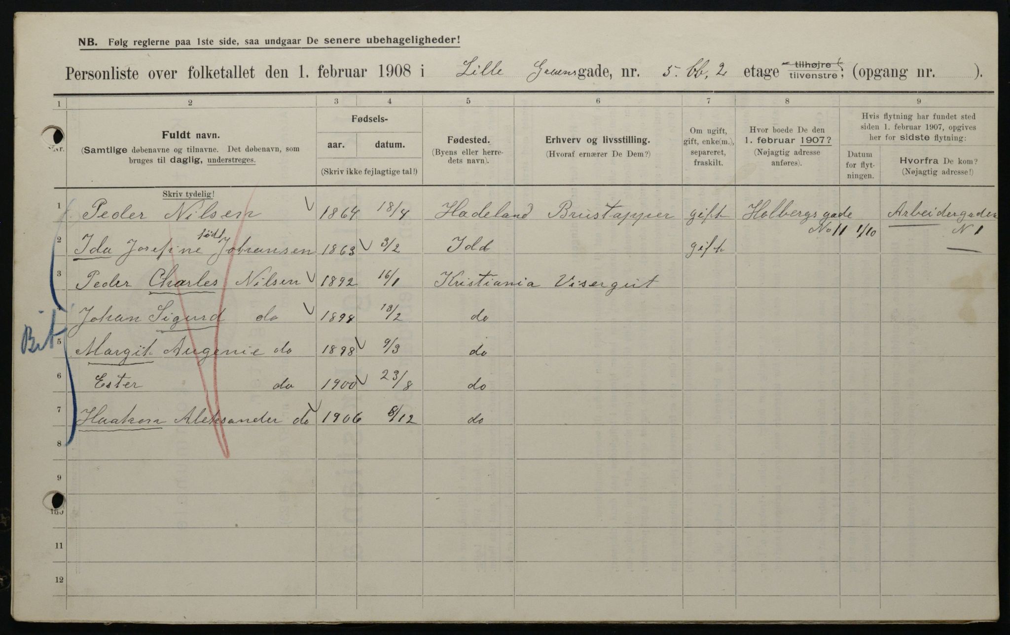 OBA, Municipal Census 1908 for Kristiania, 1908, p. 51634