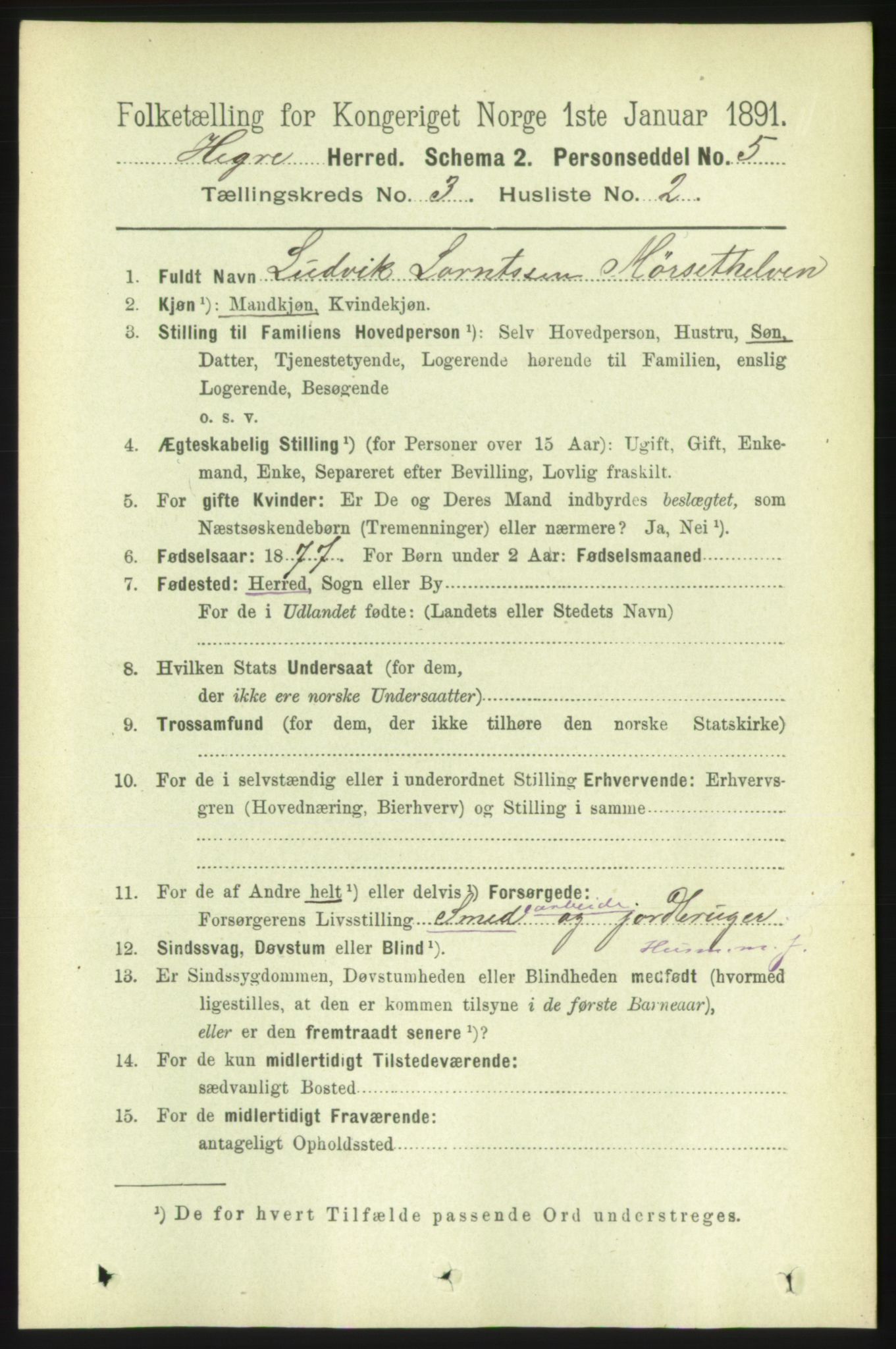 RA, 1891 census for 1712 Hegra, 1891, p. 1053