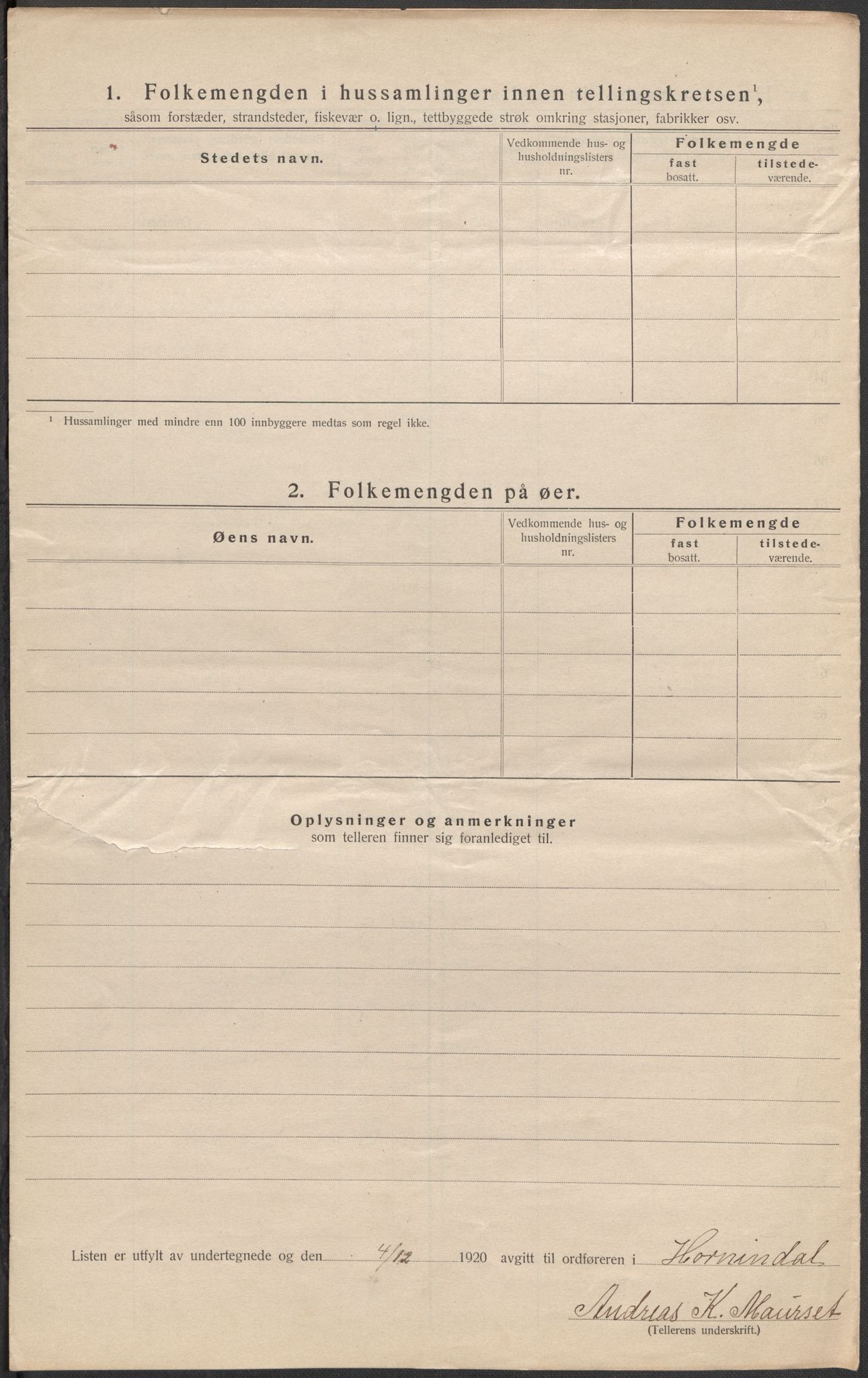 SAB, 1920 census for Hornindal, 1920, p. 21