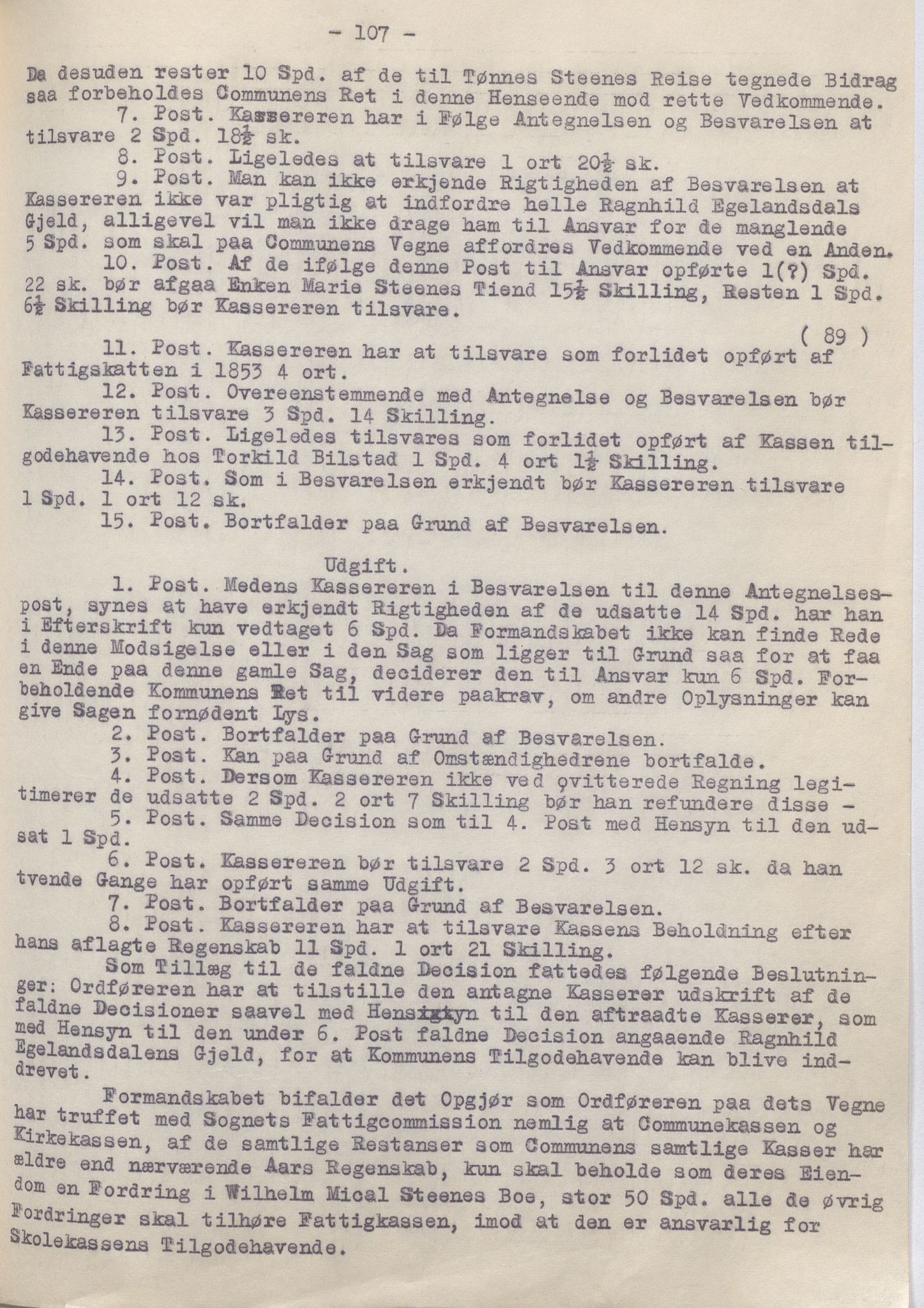 Heskestad kommune - Formannskapet, IKAR/K-101732/A/L0002: Møtebok (Særutskrift), 1837-1886, p. 107