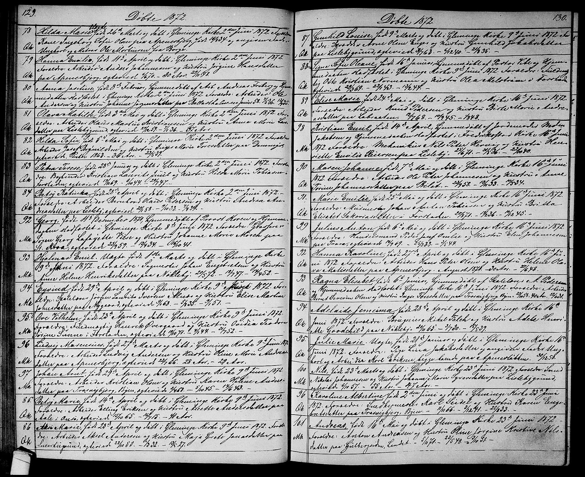 Glemmen prestekontor Kirkebøker, SAO/A-10908/G/Ga/L0004: Parish register (copy) no. 4, 1867-1875, p. 129-130