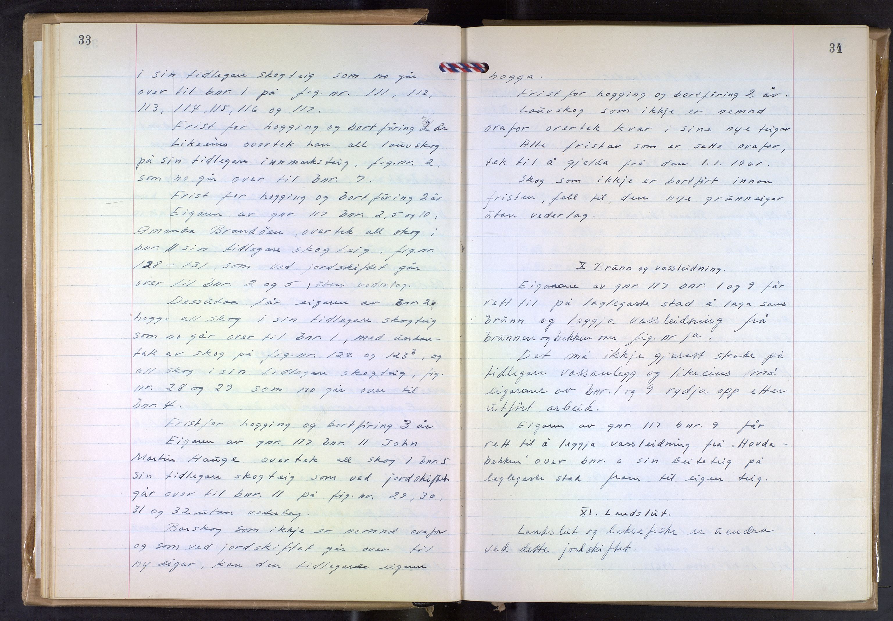 Hordaland jordskiftedøme - VII Indre Sunnhordland jordskiftedistrikt, AV/SAB-A-7401/A/Aa/L0031: Forhandlingsprotokoll, 1960-1967, p. 33-34