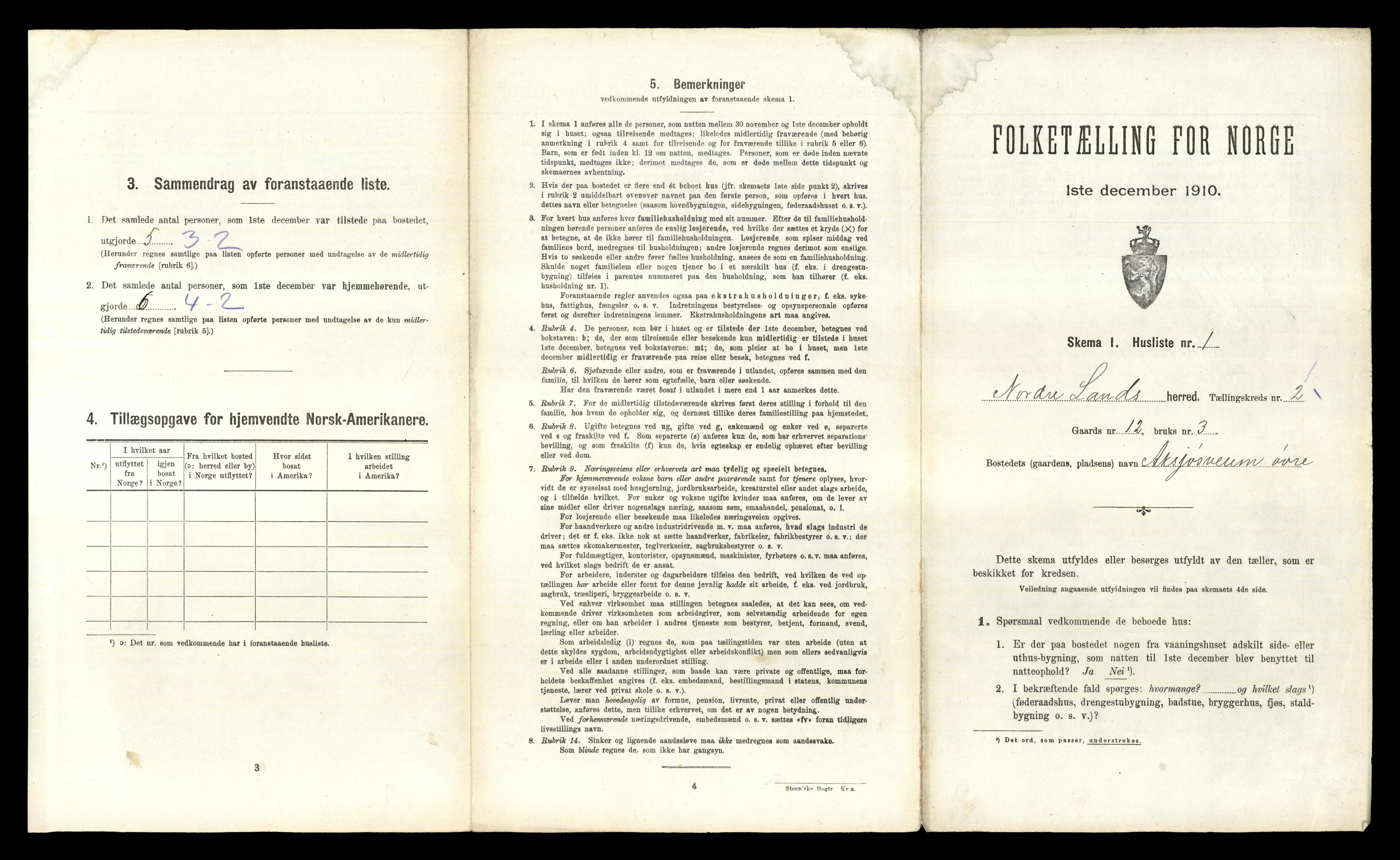 RA, 1910 census for Nordre Land, 1910, p. 171