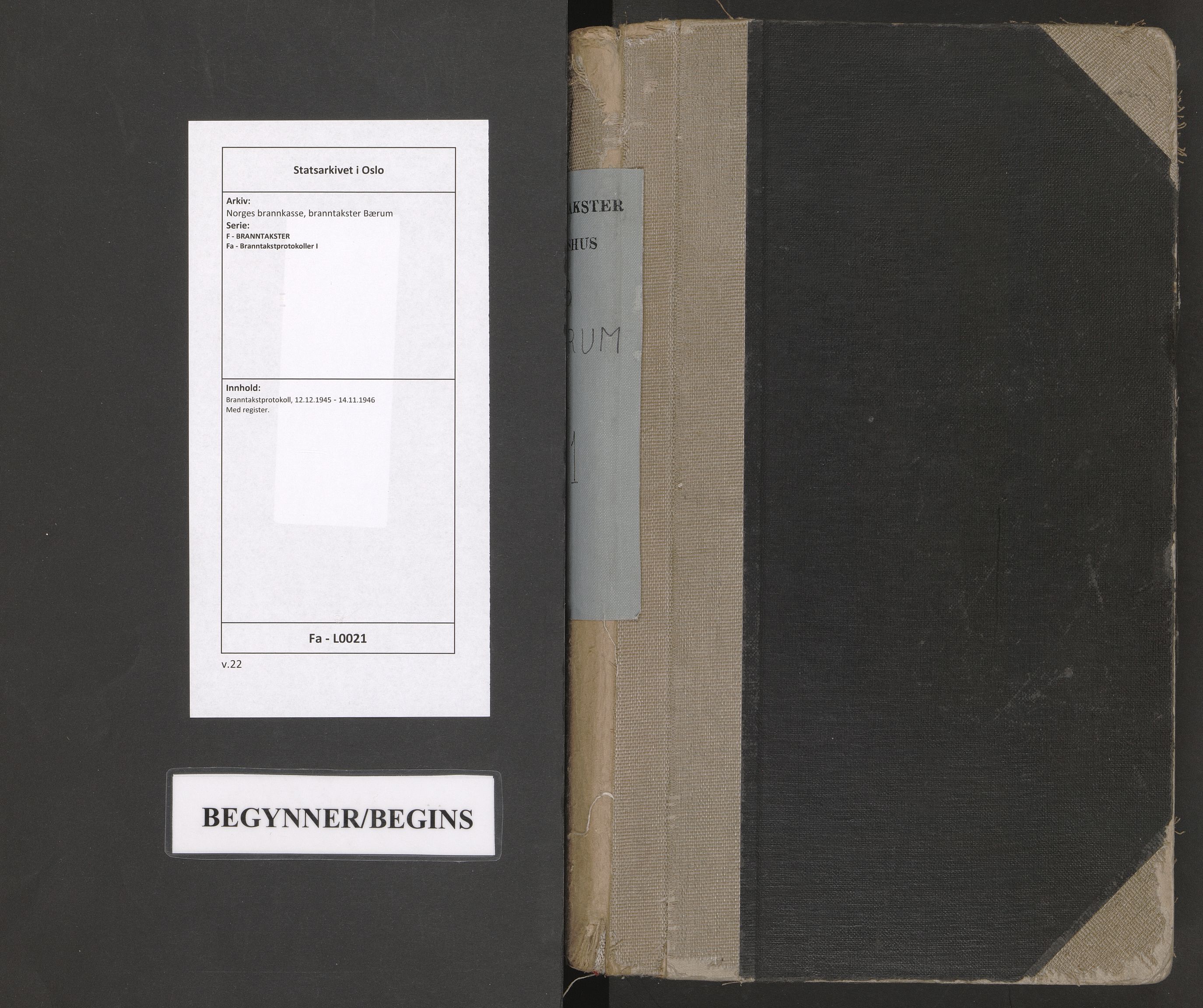 Norges brannkasse, branntakster Bærum, AV/SAO-A-11382/F/Fa/L0021: Branntakstprotokoll, 1945-1946