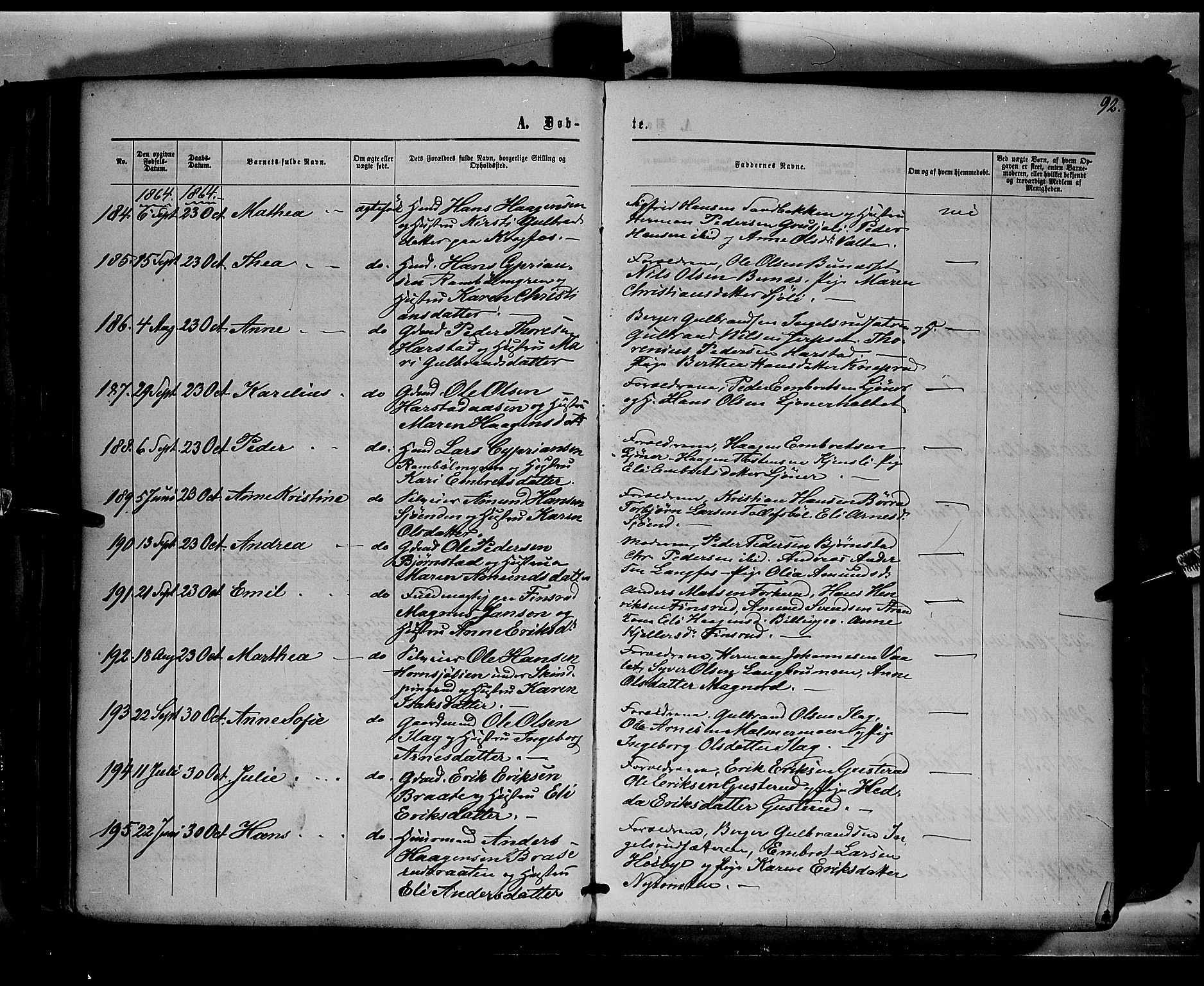 Eidskog prestekontor, AV/SAH-PREST-026/H/Ha/Haa/L0001: Parish register (official) no. 1, 1860-1867, p. 92