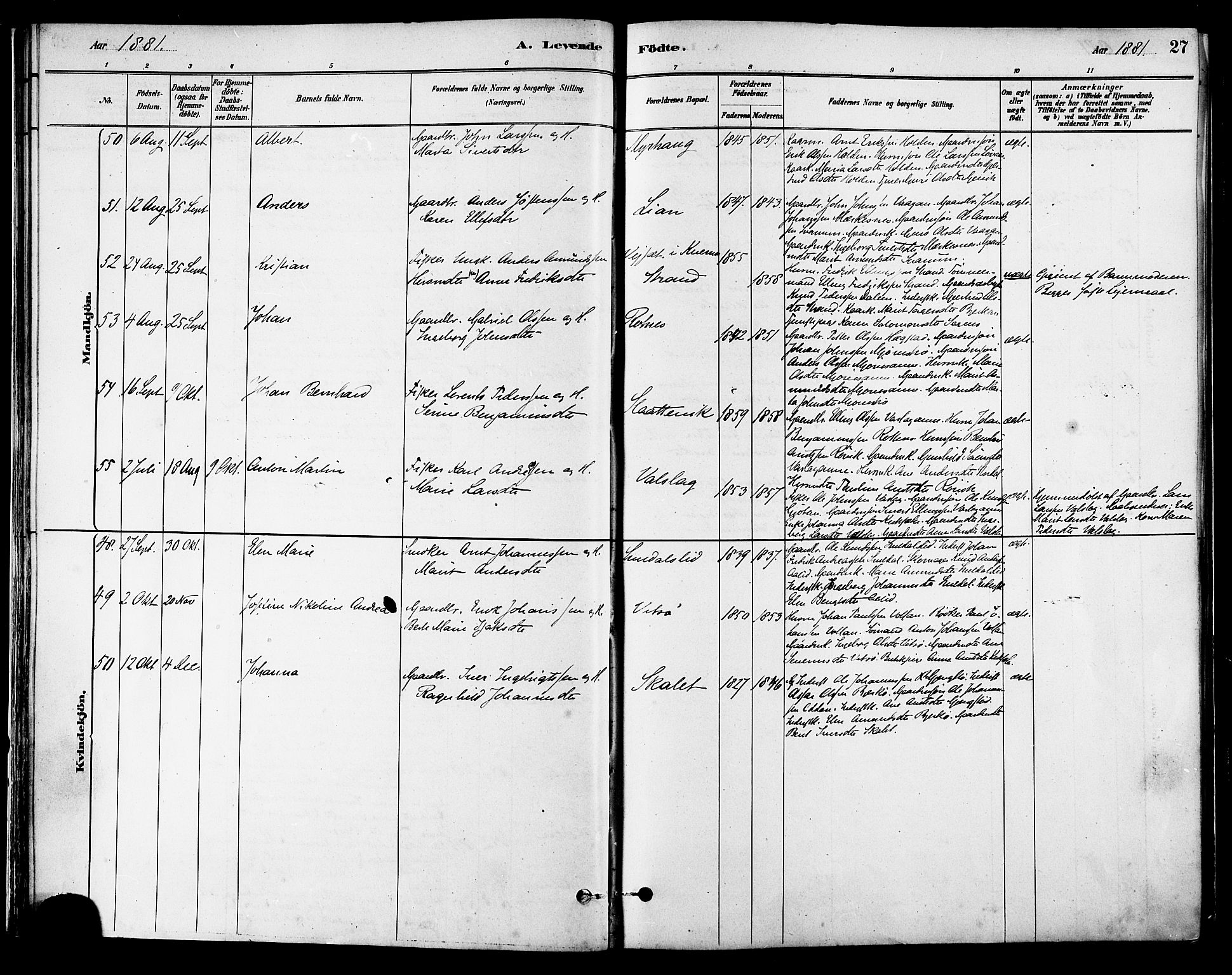 Ministerialprotokoller, klokkerbøker og fødselsregistre - Sør-Trøndelag, AV/SAT-A-1456/630/L0496: Parish register (official) no. 630A09, 1879-1895, p. 27