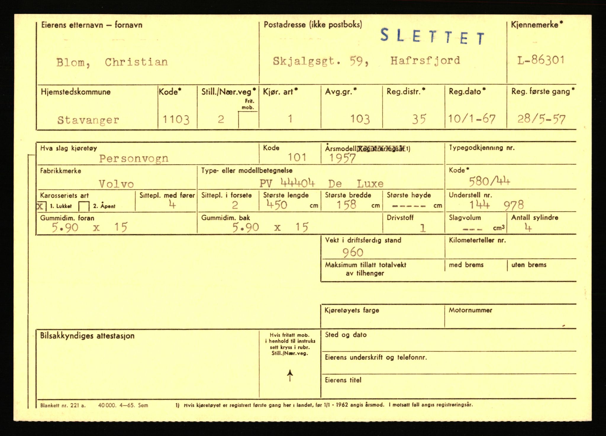 Stavanger trafikkstasjon, AV/SAST-A-101942/0/F/L0073: L-84100 - L-86499, 1930-1971, p. 2321