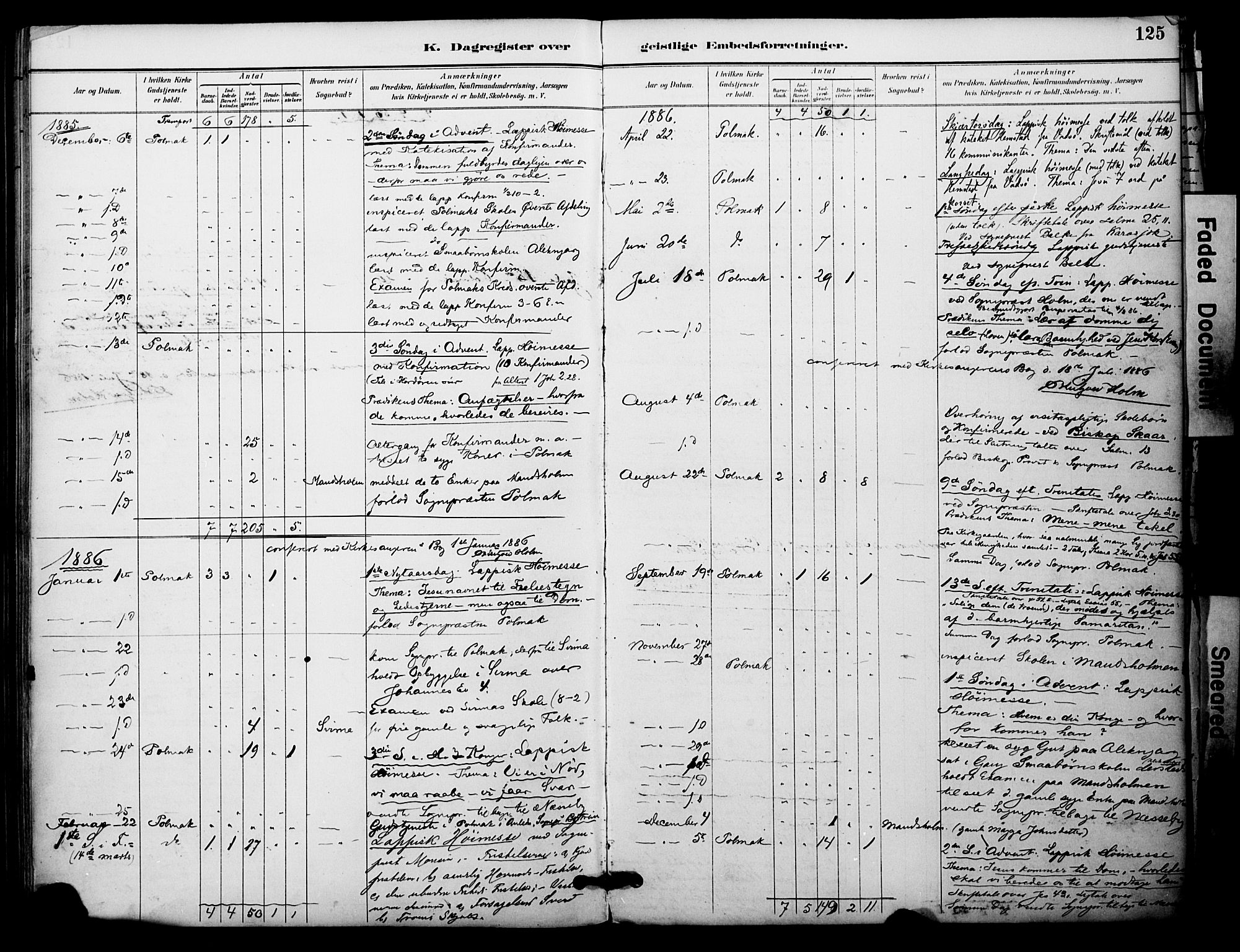 Nesseby sokneprestkontor, SATØ/S-1330/H/Ha/L0005kirke: Parish register (official) no. 5, 1885-1906, p. 125