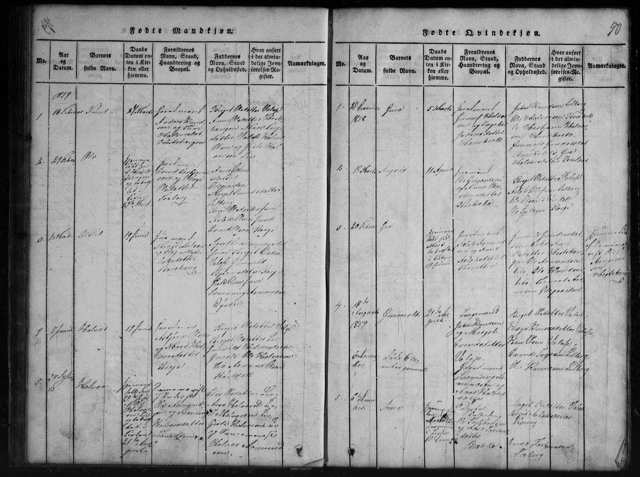 Rauland kirkebøker, SAKO/A-292/G/Gb/L0001: Parish register (copy) no. II 1, 1815-1886, p. 50