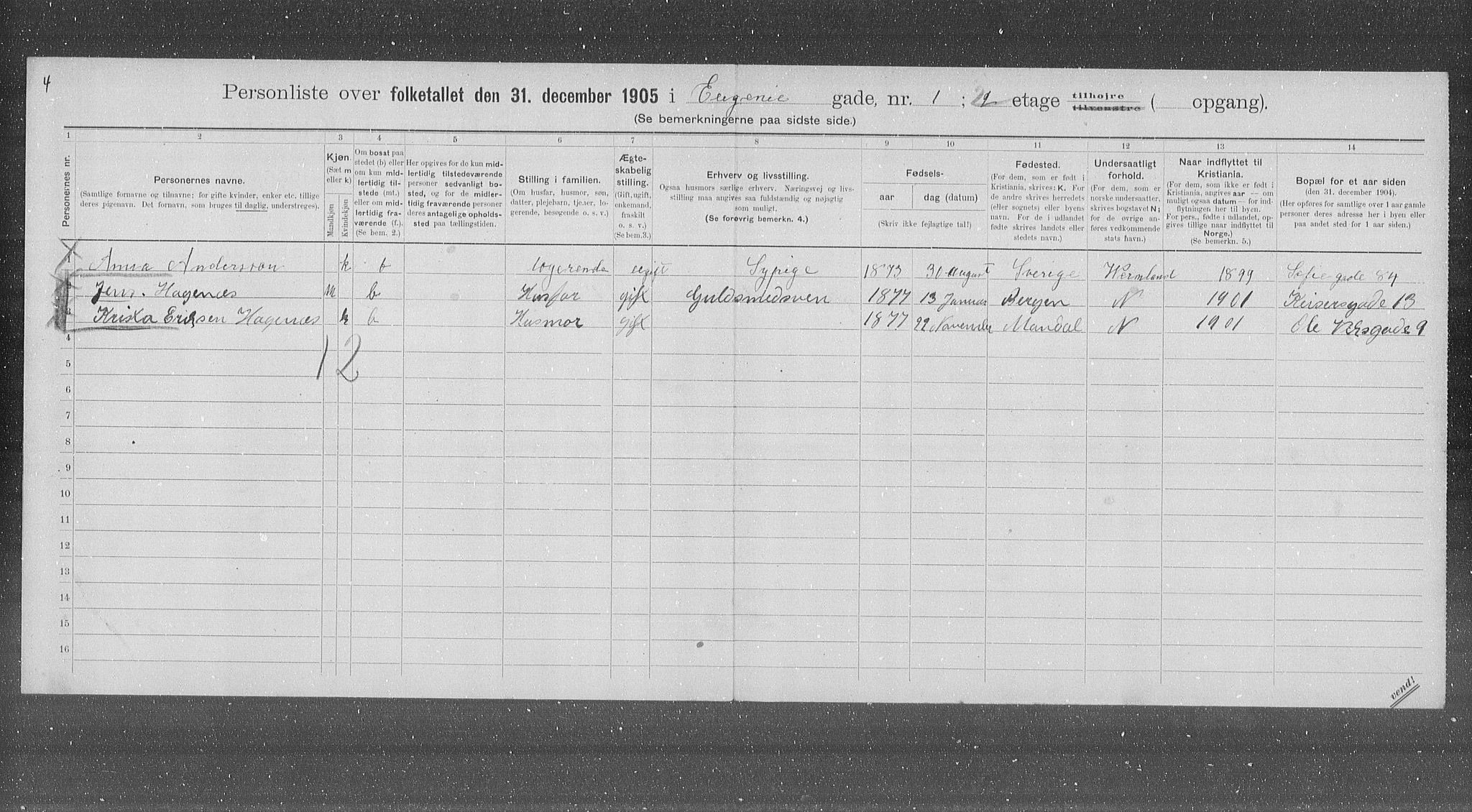 OBA, Municipal Census 1905 for Kristiania, 1905, p. 11723