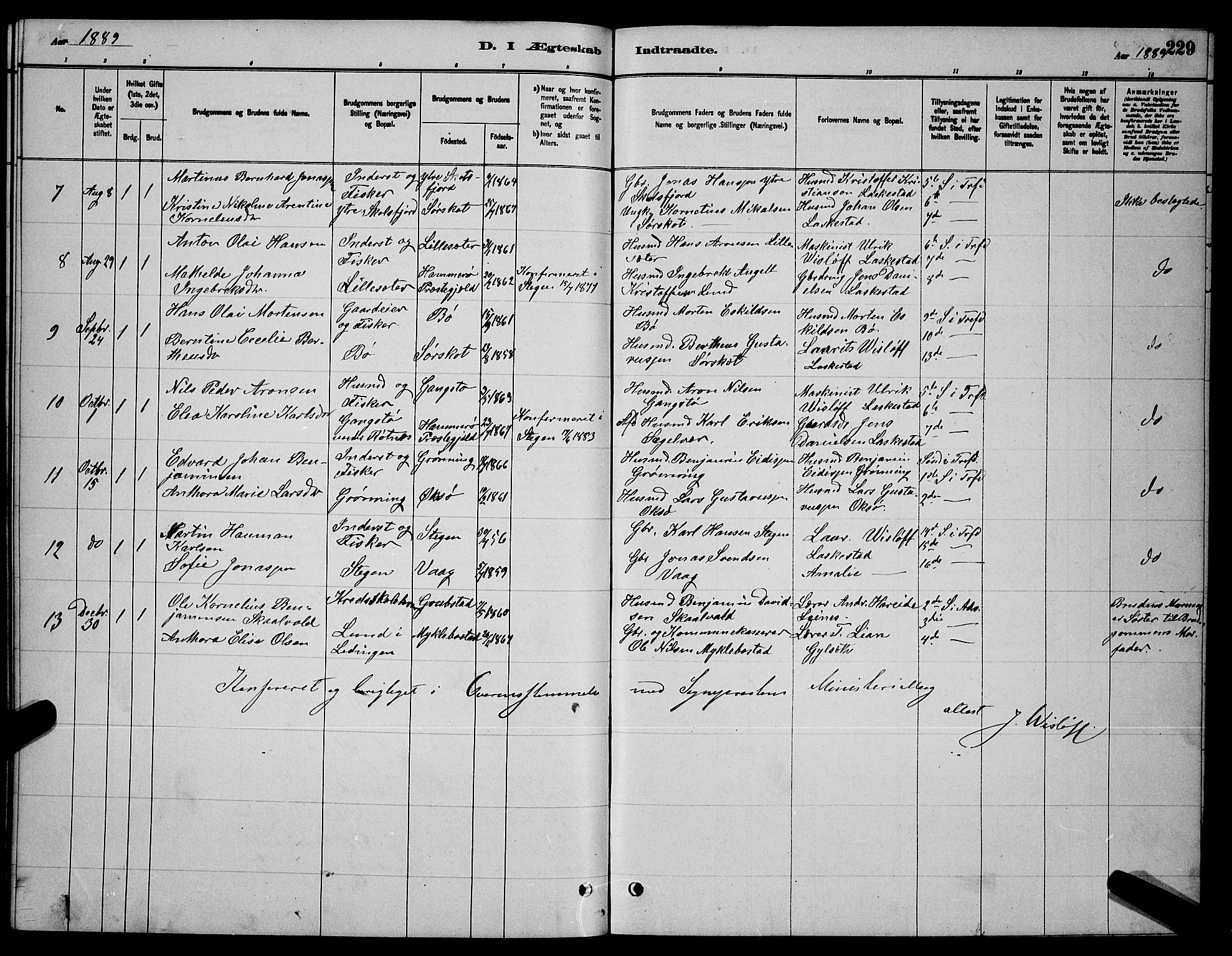 Ministerialprotokoller, klokkerbøker og fødselsregistre - Nordland, AV/SAT-A-1459/855/L0816: Parish register (copy) no. 855C05, 1879-1894, p. 229