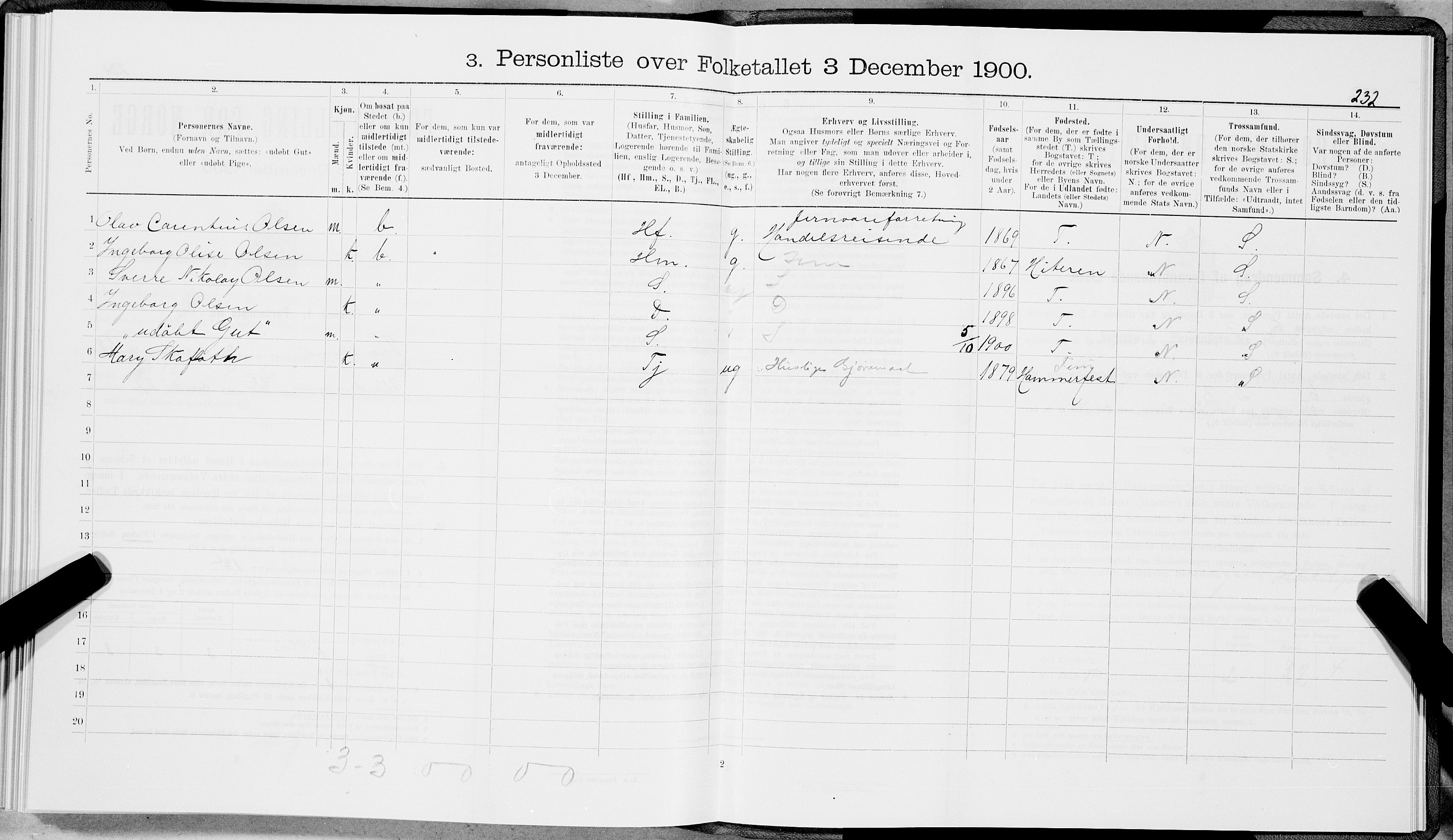 SAT, 1900 census for Trondheim, 1900, p. 12595