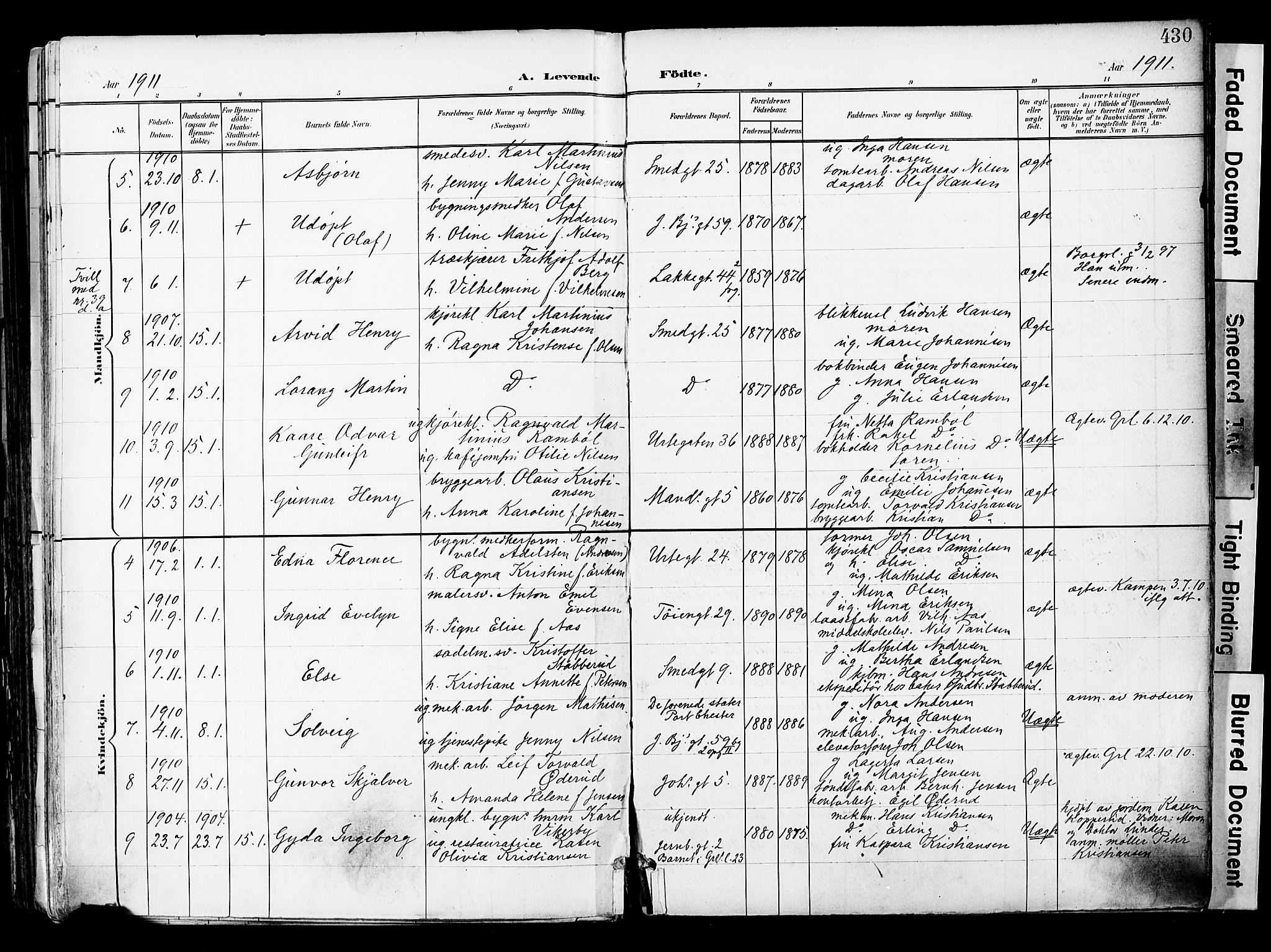 Grønland prestekontor Kirkebøker, SAO/A-10848/F/Fa/L0014: Parish register (official) no. 14, 1900-1911, p. 430