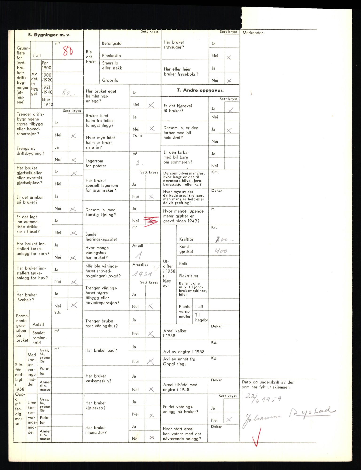 Statistisk sentralbyrå, Næringsøkonomiske emner, Jordbruk, skogbruk, jakt, fiske og fangst, AV/RA-S-2234/G/Gd/L0656: Troms: 1924 Målselv (kl. 0-3) og 1925 Sørreisa, 1959, p. 15