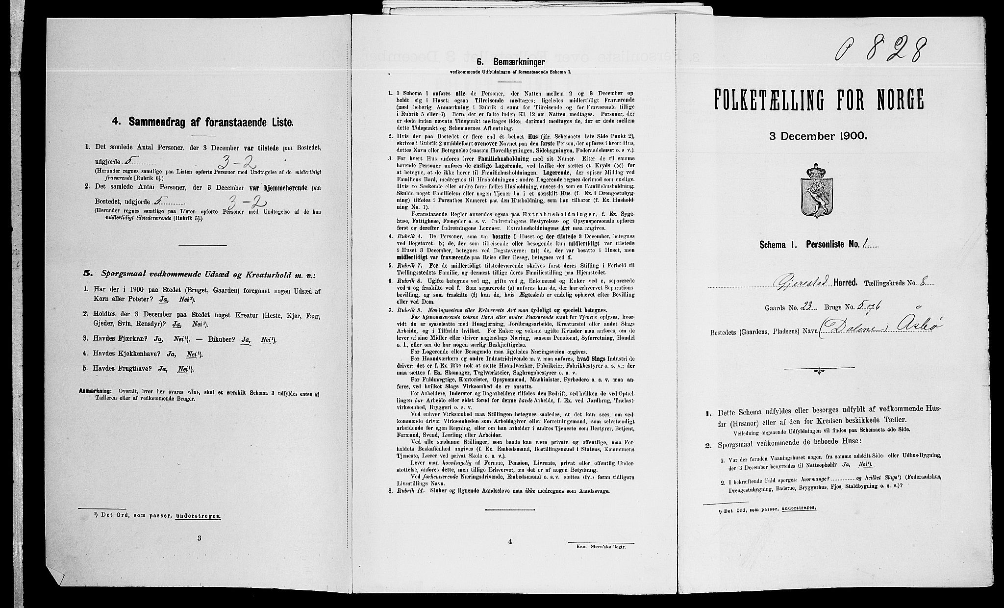 SAK, 1900 census for Gjerstad, 1900, p. 786