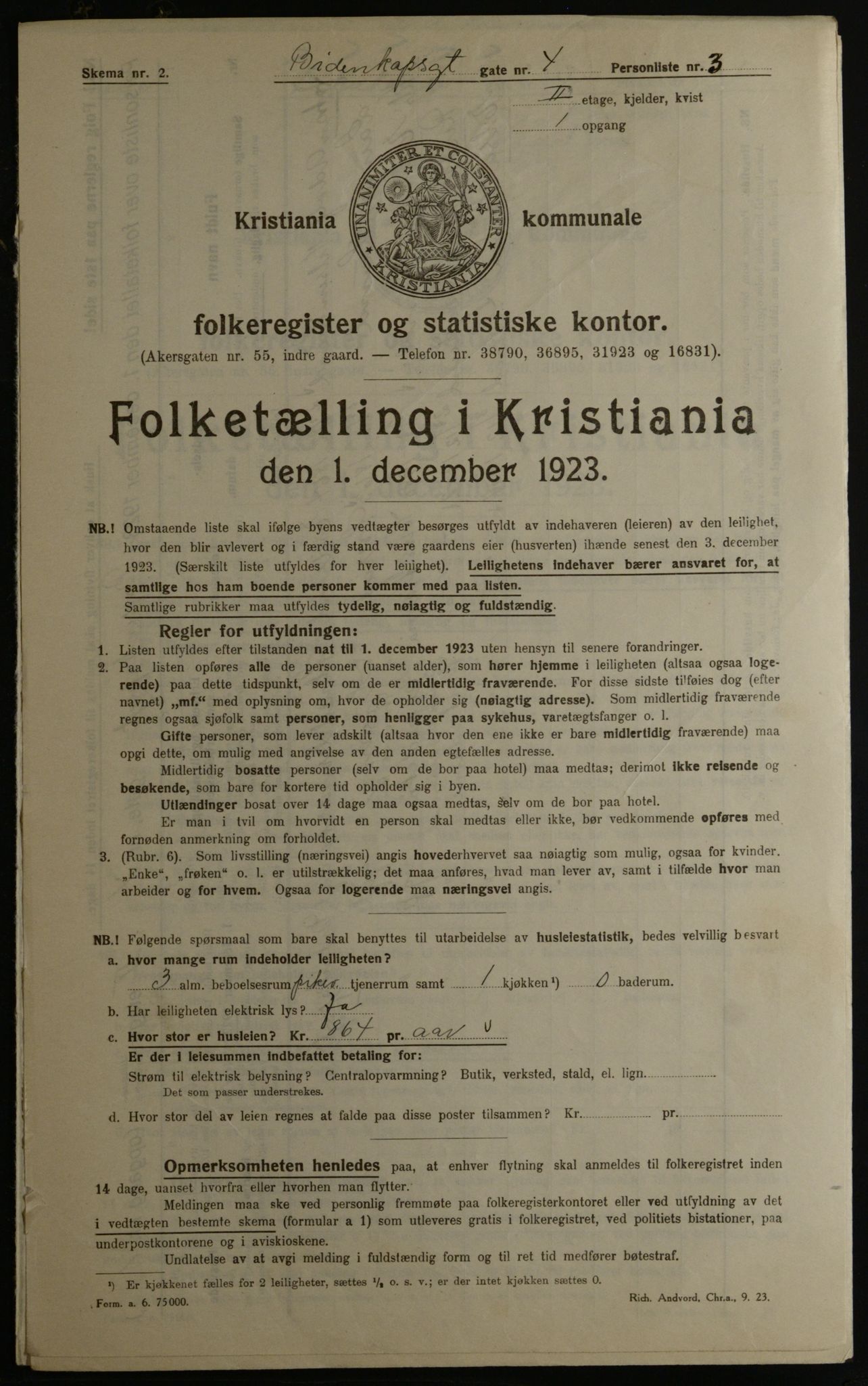 OBA, Municipal Census 1923 for Kristiania, 1923, p. 5788