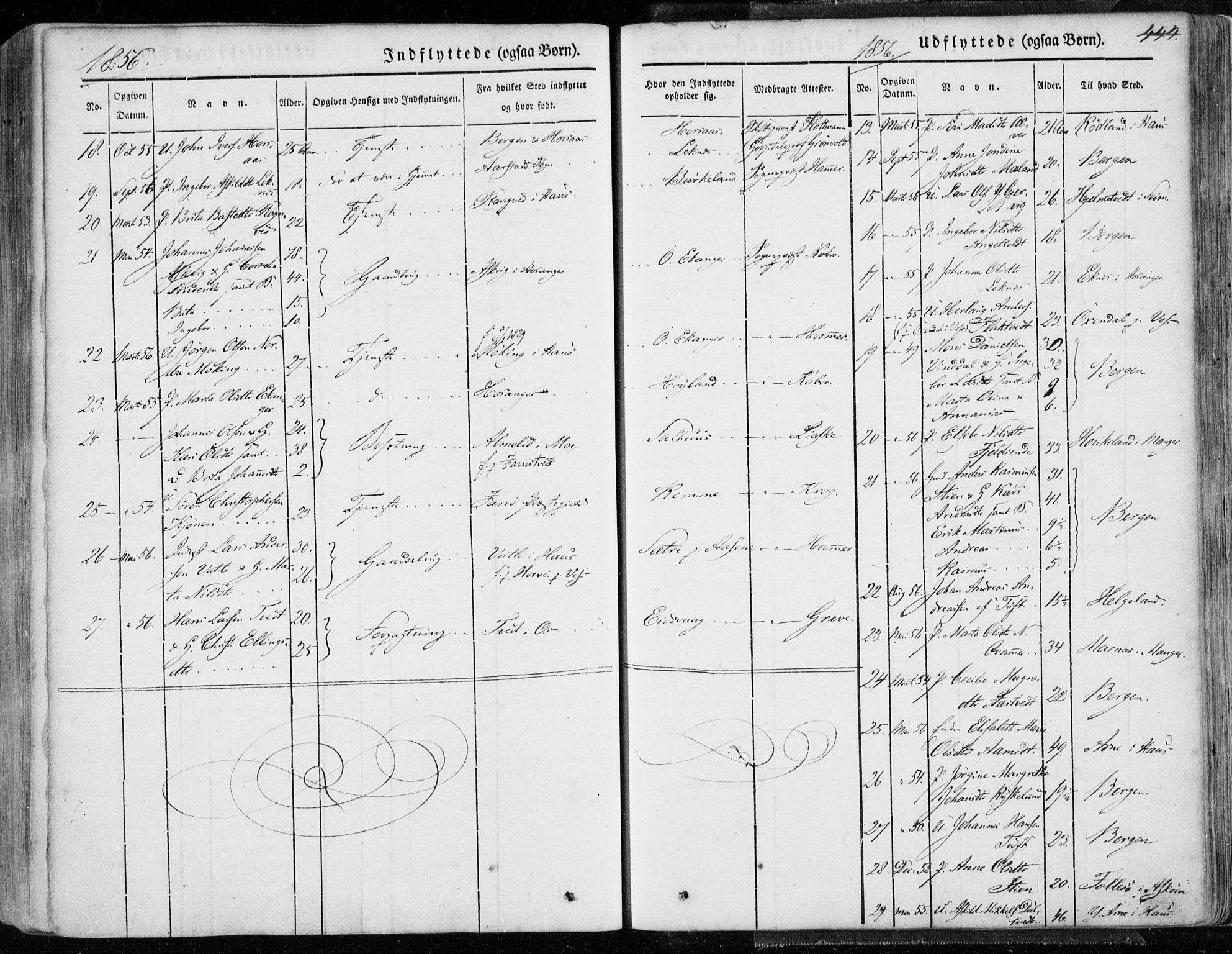 Hamre sokneprestembete, AV/SAB-A-75501/H/Ha/Haa/Haaa/L0013: Parish register (official) no. A 13, 1846-1857, p. 444