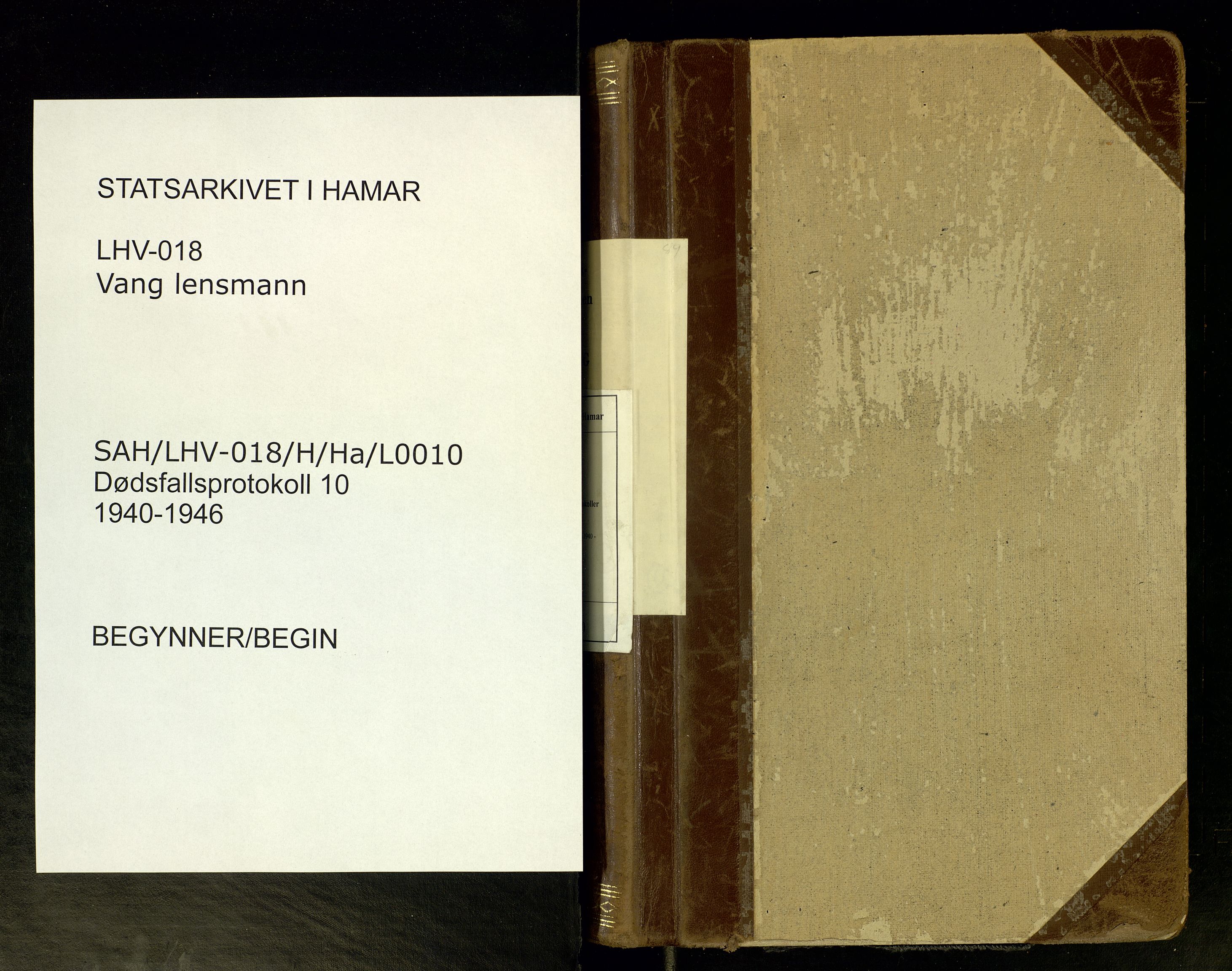 Vang, Hedmark, lensmannskontor, SAH/LHV-018/H/Ha/L0010: Dødsfallsprotokoll, 1940-1946