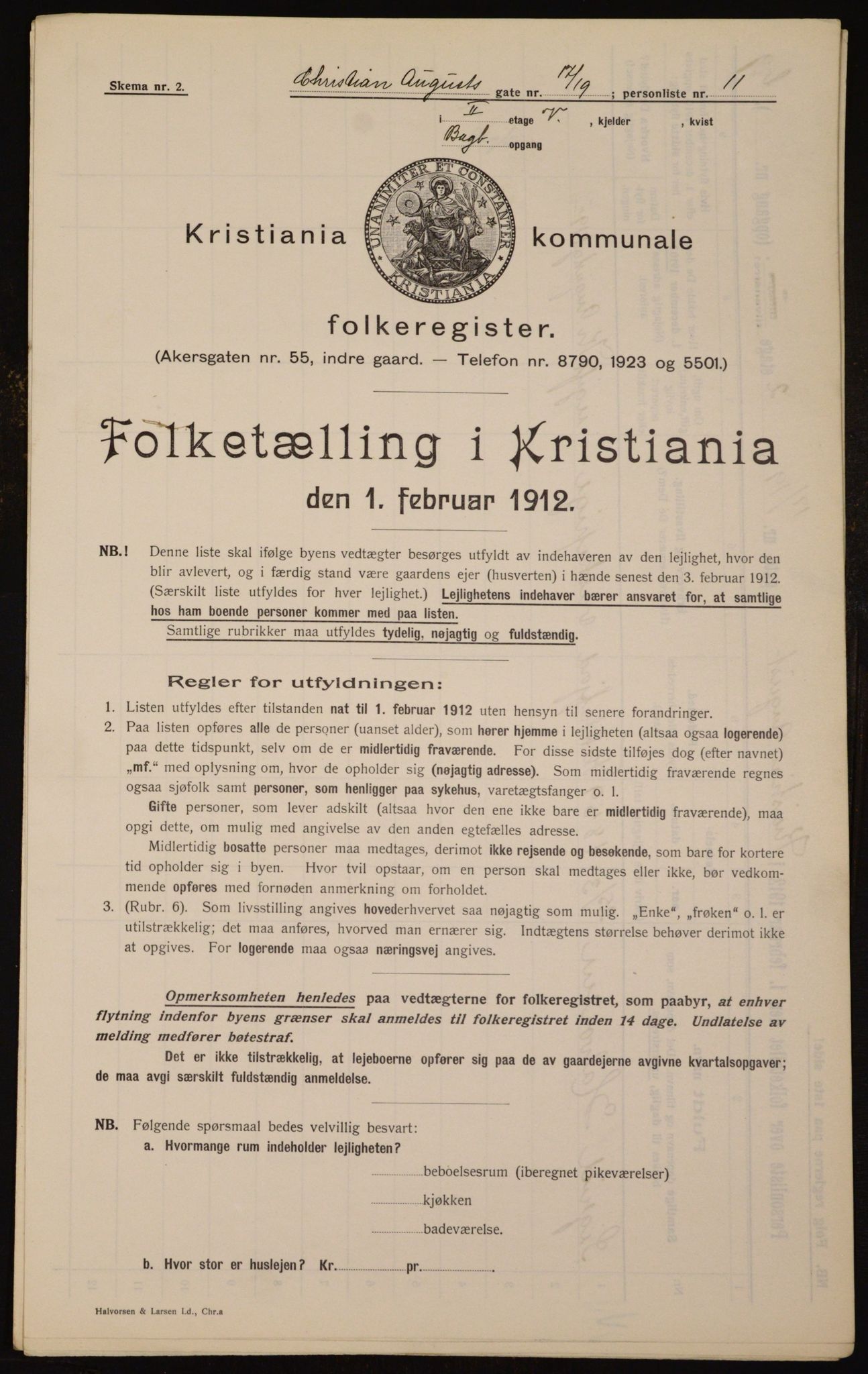 OBA, Municipal Census 1912 for Kristiania, 1912, p. 54354
