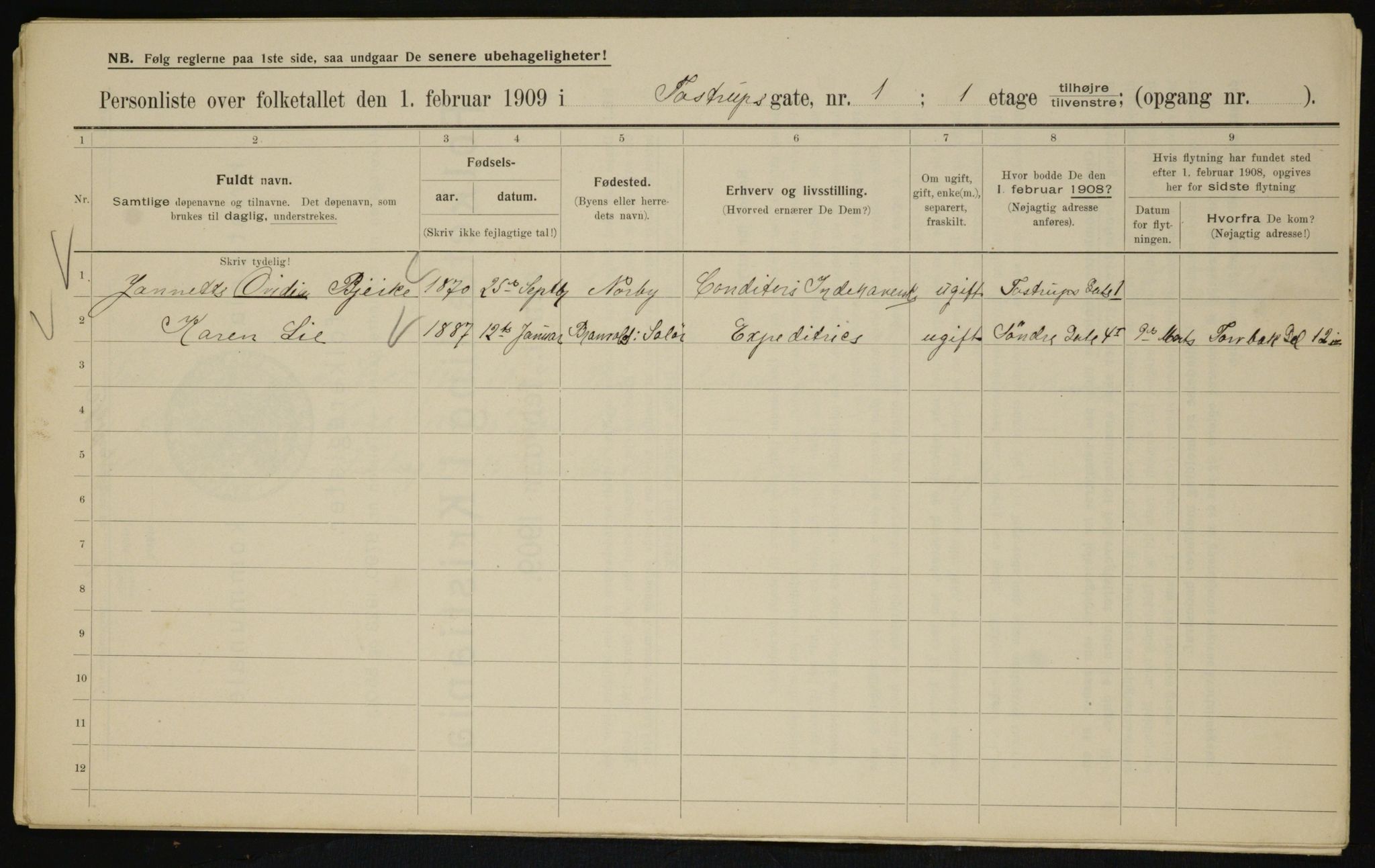 OBA, Municipal Census 1909 for Kristiania, 1909, p. 104480