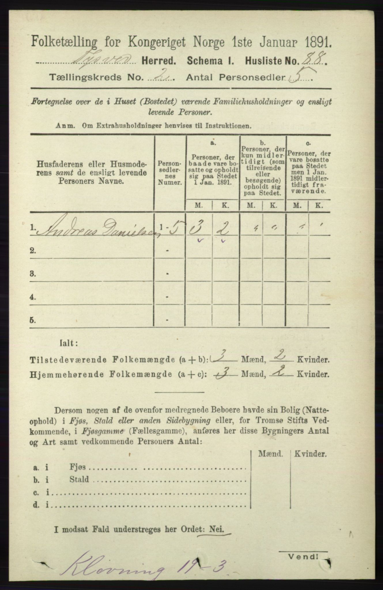 RA, 1891 census for 1146 Tysvær, 1891, p. 689