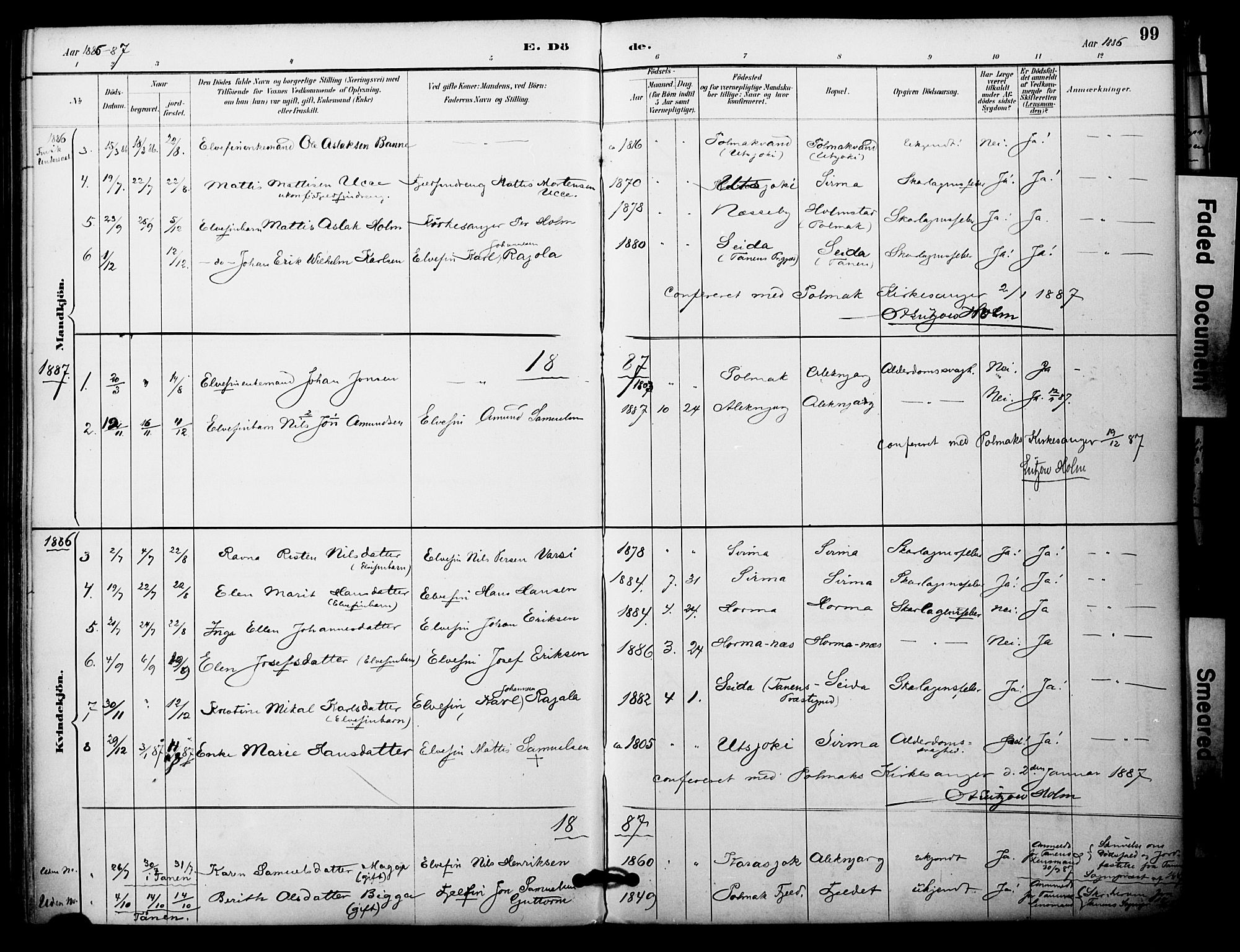 Nesseby sokneprestkontor, SATØ/S-1330/H/Ha/L0005kirke: Parish register (official) no. 5, 1885-1906, p. 99
