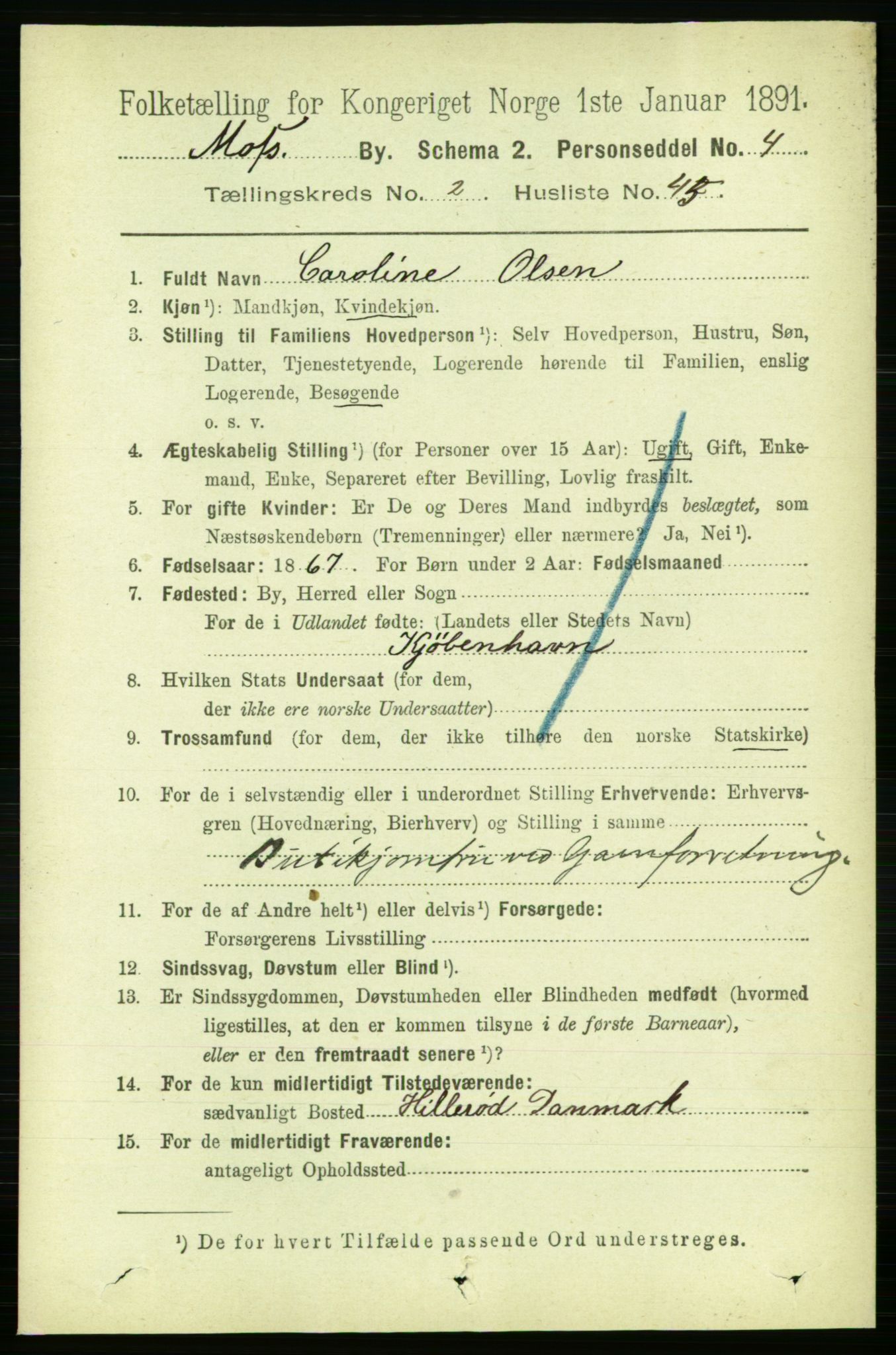 RA, 1891 census for 0104 Moss, 1891, p. 2340