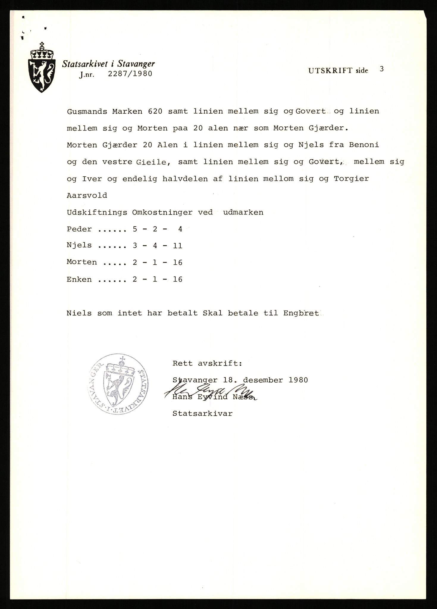 Statsarkivet i Stavanger, AV/SAST-A-101971/03/Y/Yj/L0101: Avskrifter sortert etter gårdsnavn: Årstad - Åse øvre, 1750-1930, p. 399