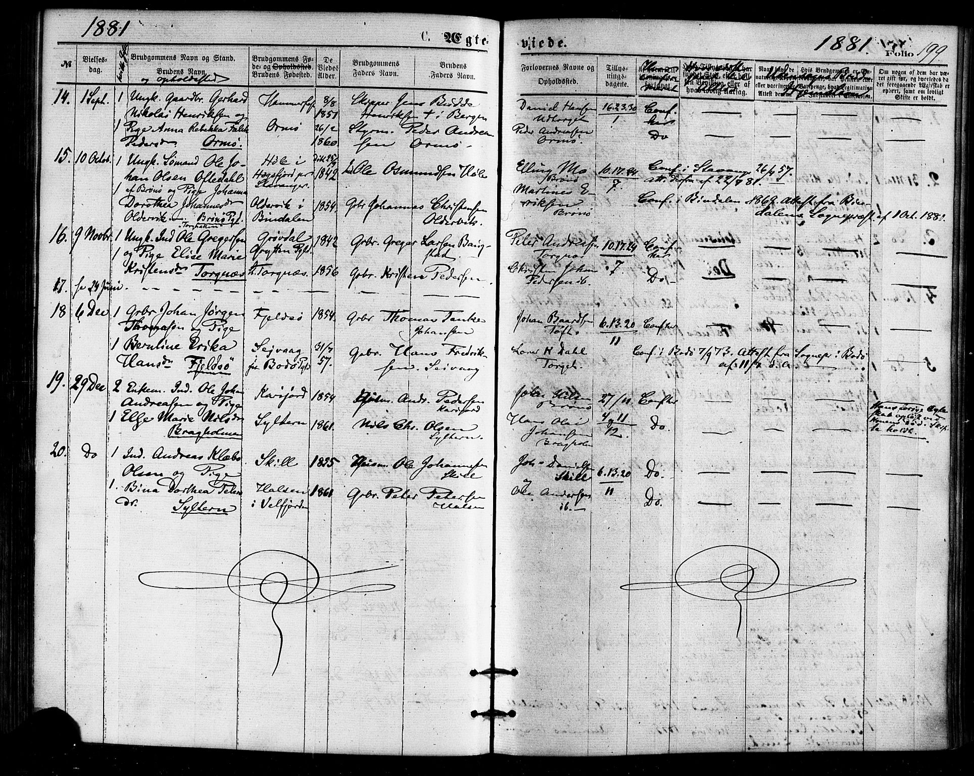 Ministerialprotokoller, klokkerbøker og fødselsregistre - Nordland, SAT/A-1459/813/L0199: Parish register (official) no. 813A09, 1875-1885, p. 199